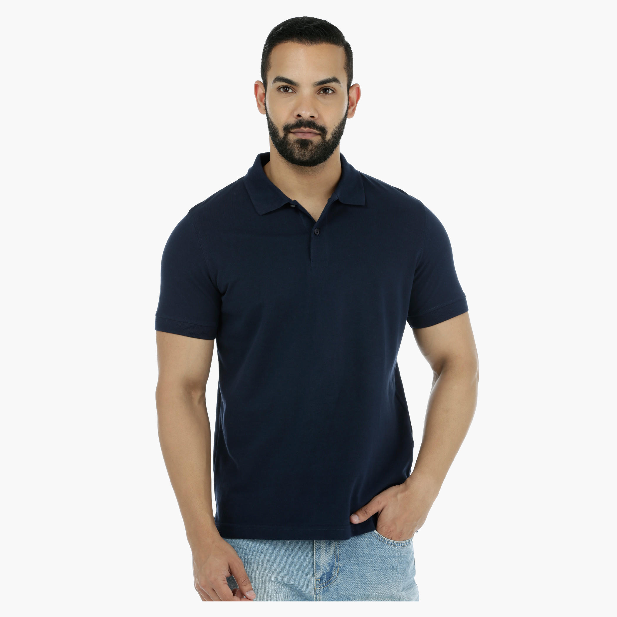Pique Polo Neck T-Shirt with Short Sleeves-men-clothing-tshirtsandpolos-polos-image-6