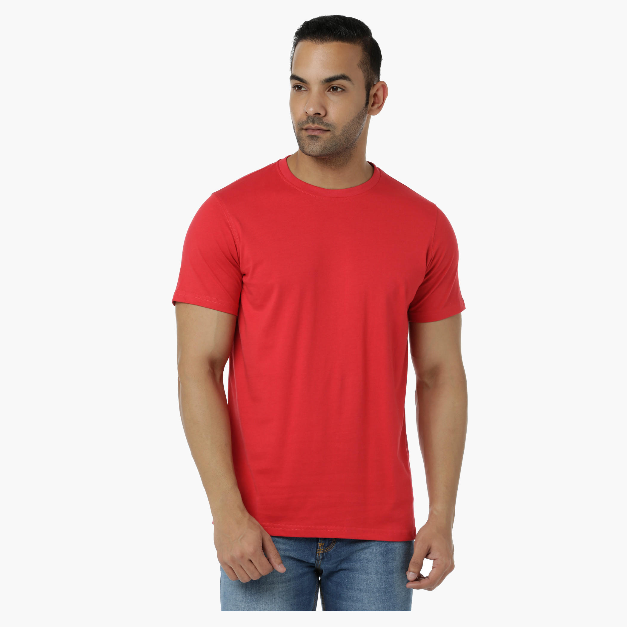 Basic Cotton T-Shirt with Round Neck and Short Sleeves in Regular Fit-men-clothing-tshirtsandpolos-tshirts-image-1