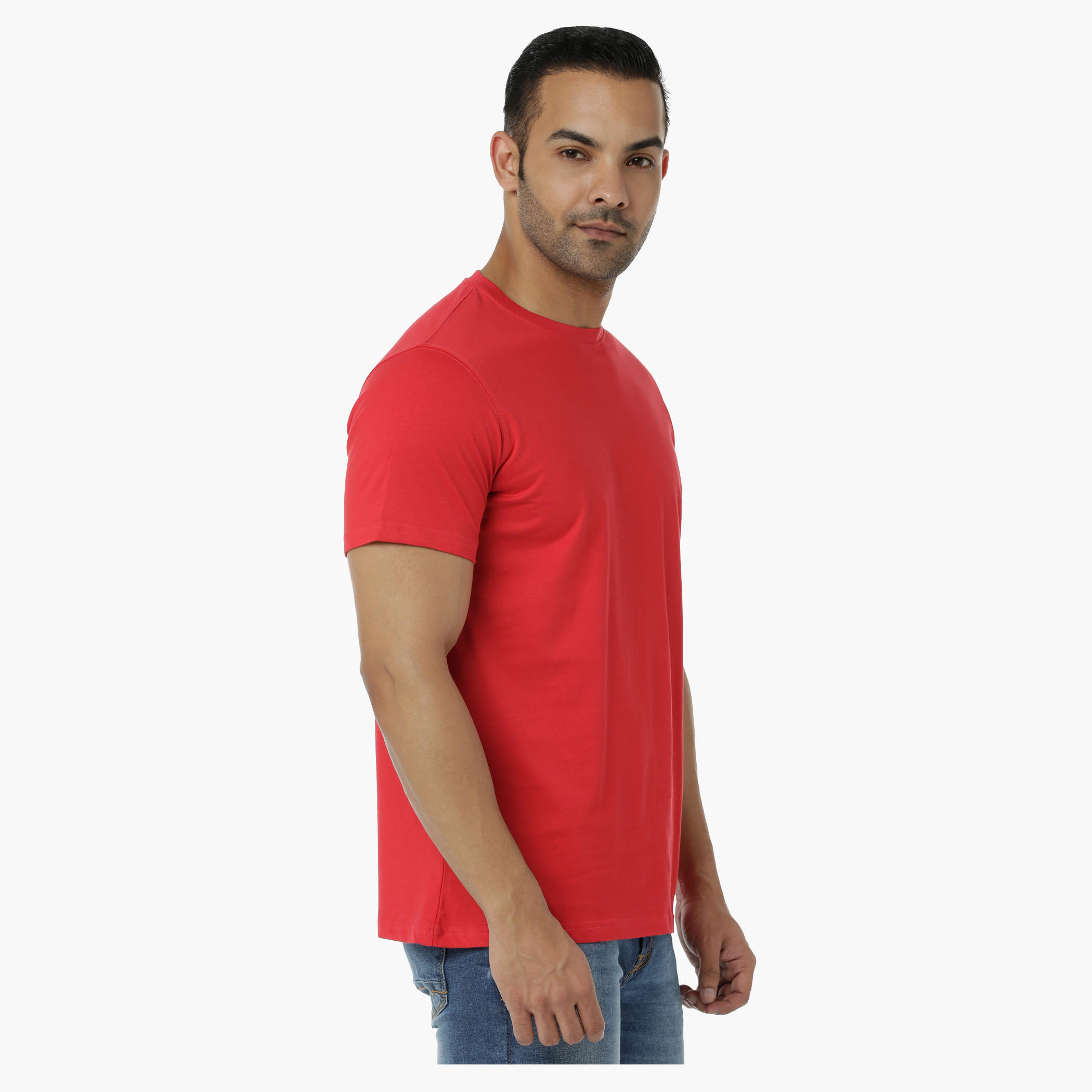Basic Cotton T-Shirt with Round Neck and Short Sleeves in Regular Fit-men-clothing-tshirtsandpolos-tshirts-image-3