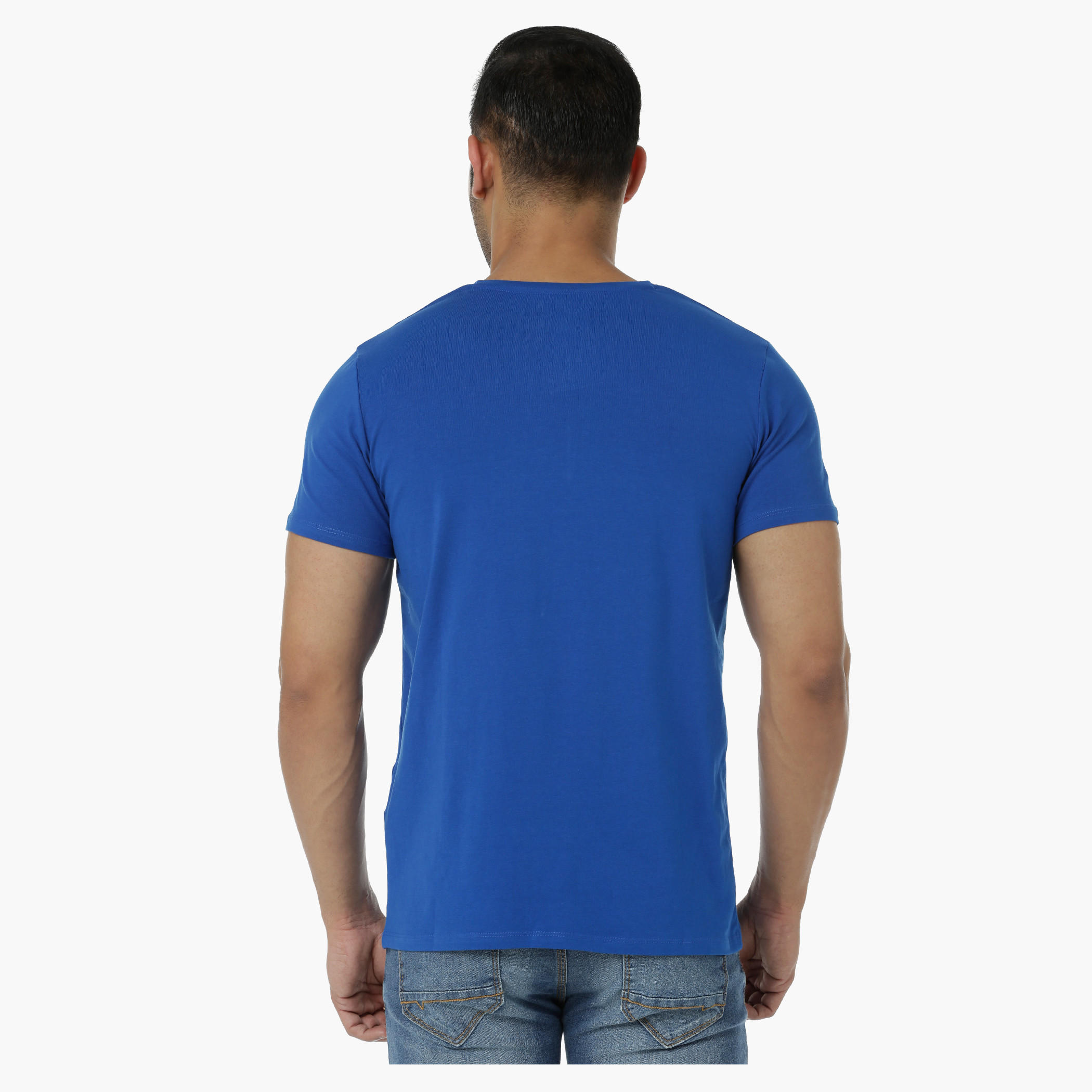 Basic T-Shirt with V-Neck and Short Sleeves in Muscle Fit-men-clothing-tshirtsandpolos-tshirts-image-2