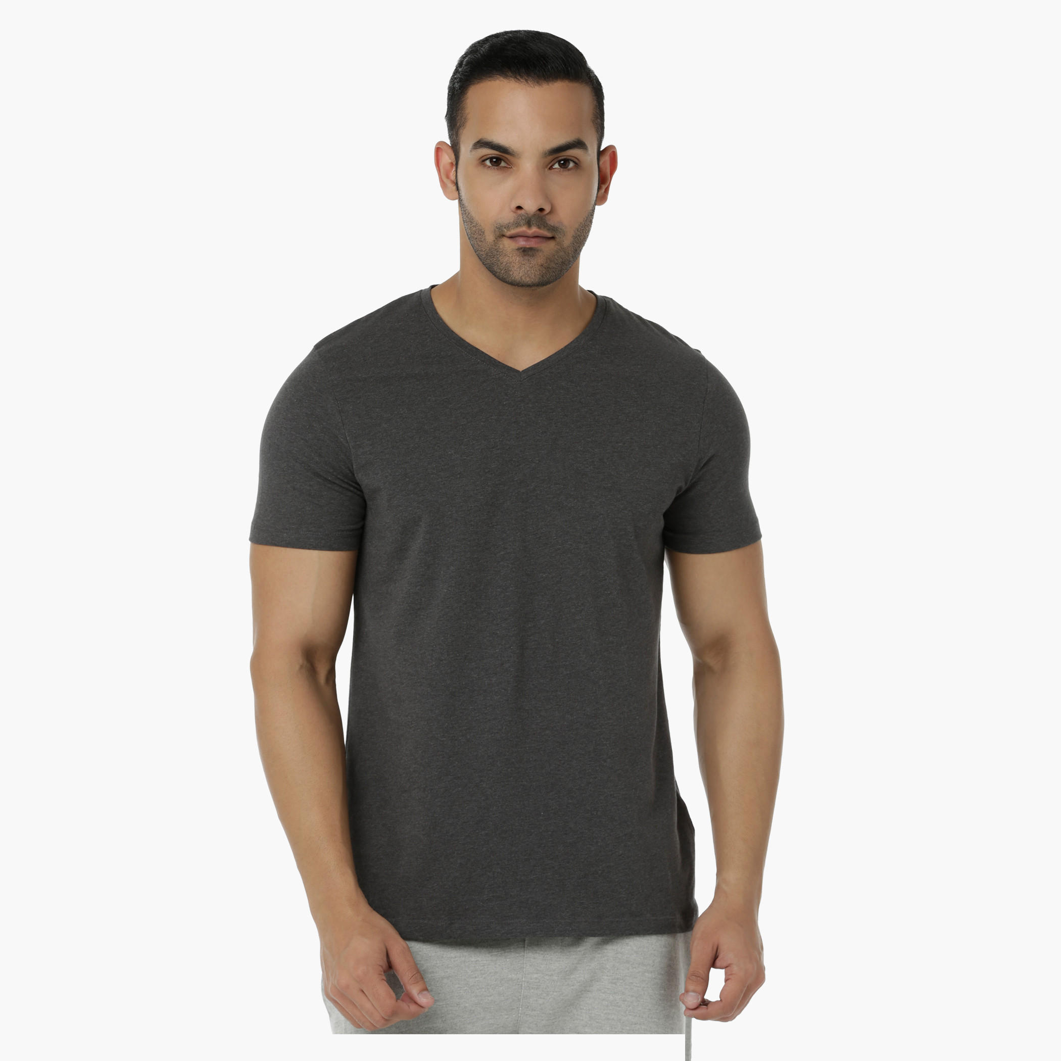 Basic T-Shirt with V-Neck and Short Sleeves in Muscle Fit-men-clothing-tshirtsandpolos-tshirts-image-1