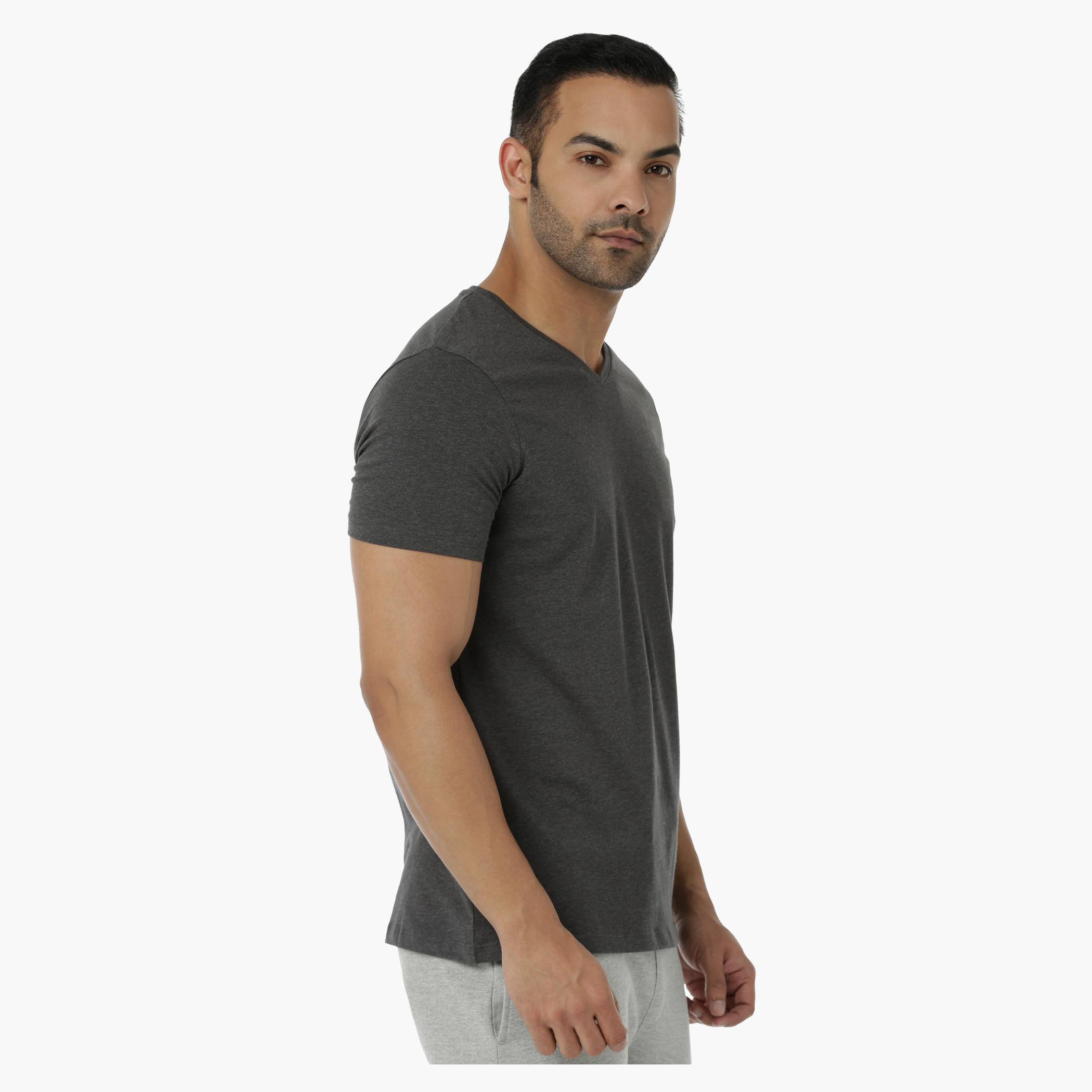 Basic T-Shirt with V-Neck and Short Sleeves in Muscle Fit-men-clothing-tshirtsandpolos-tshirts-image-3