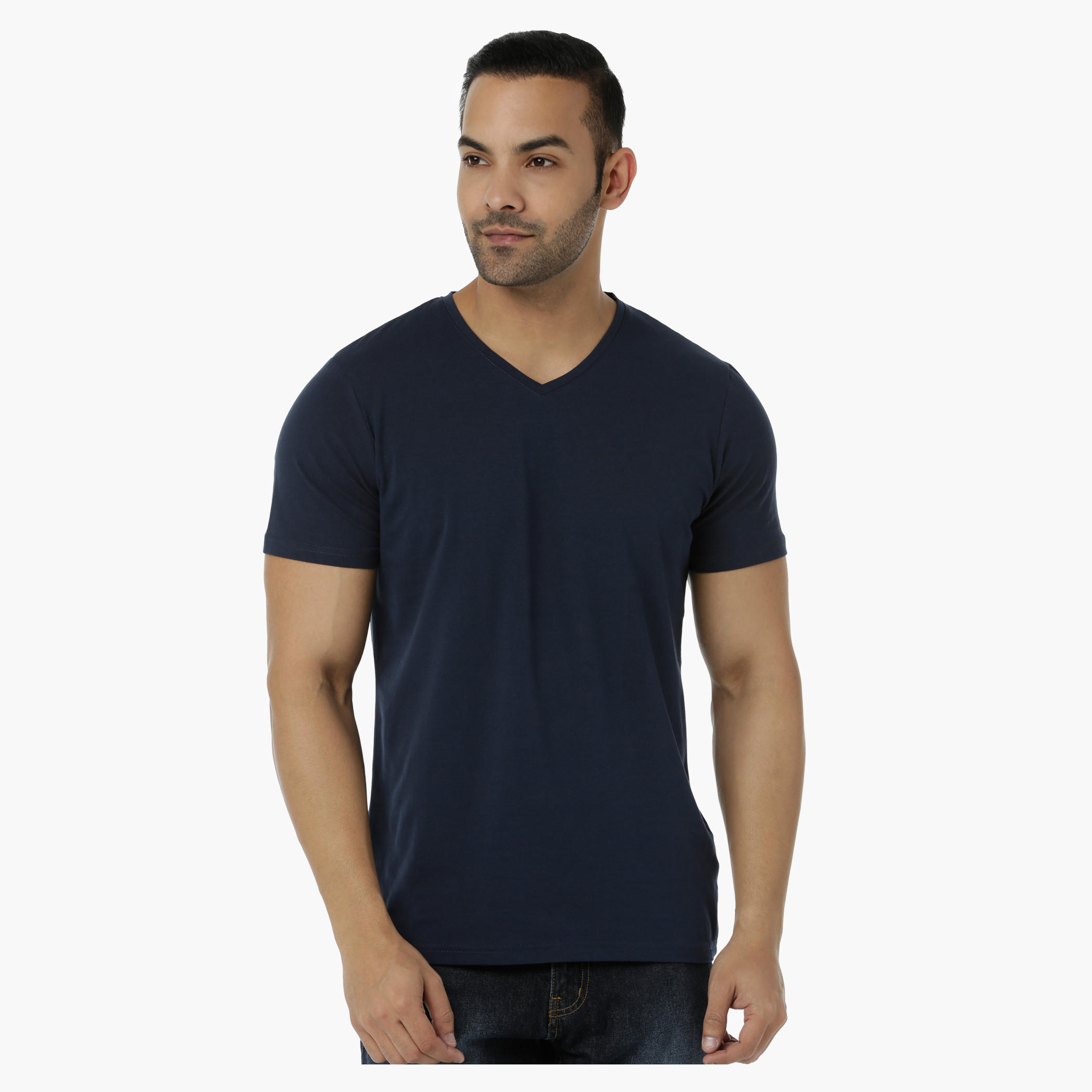 Basic T-Shirt with V-Neck and Short Sleeves in Muscle Fit-men-clothing-tshirtsandpolos-tshirts-image-6