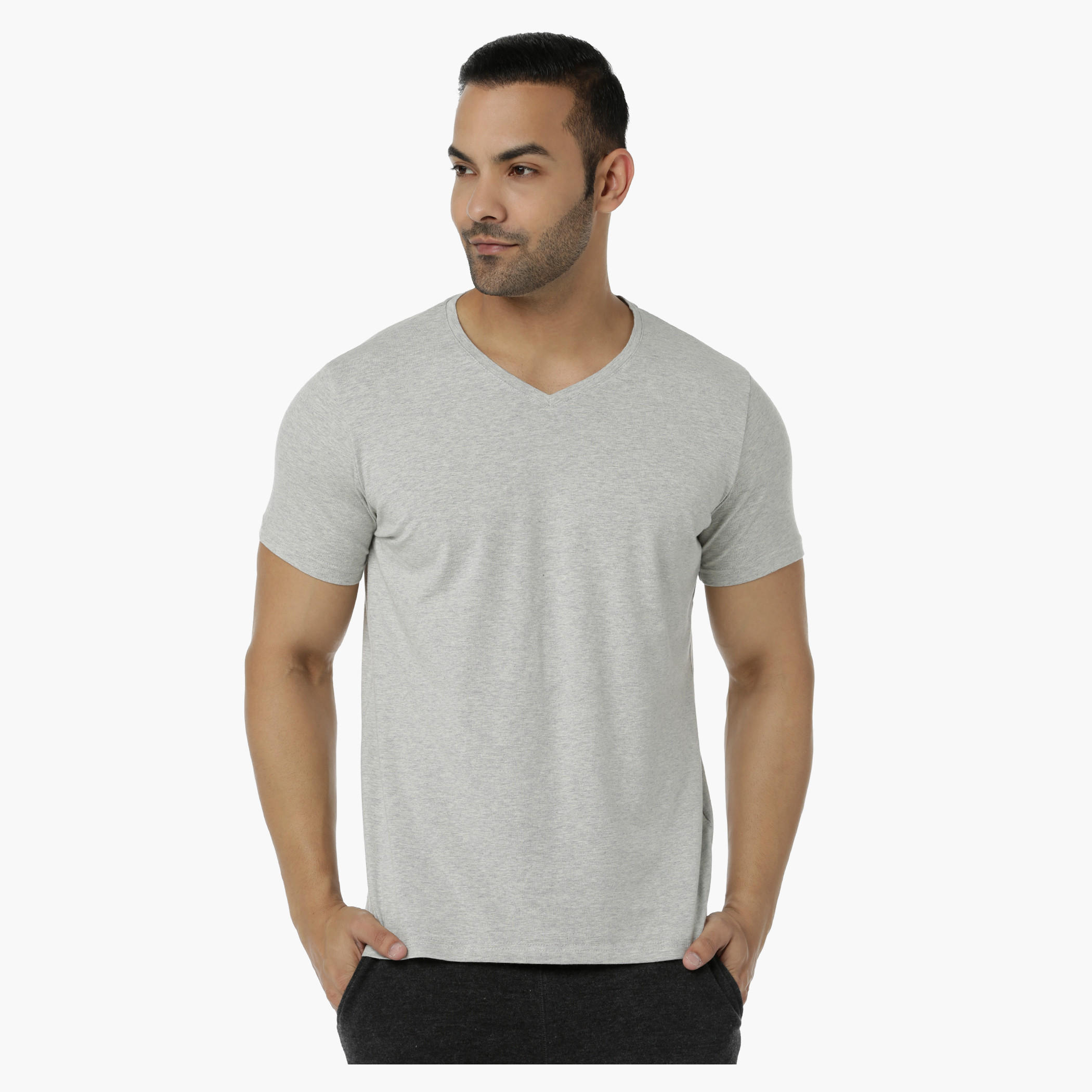 Basic T-Shirt with V-Neck and Short Sleeves in Muscle Fit-men-clothing-tshirtsandpolos-tshirts-image-16