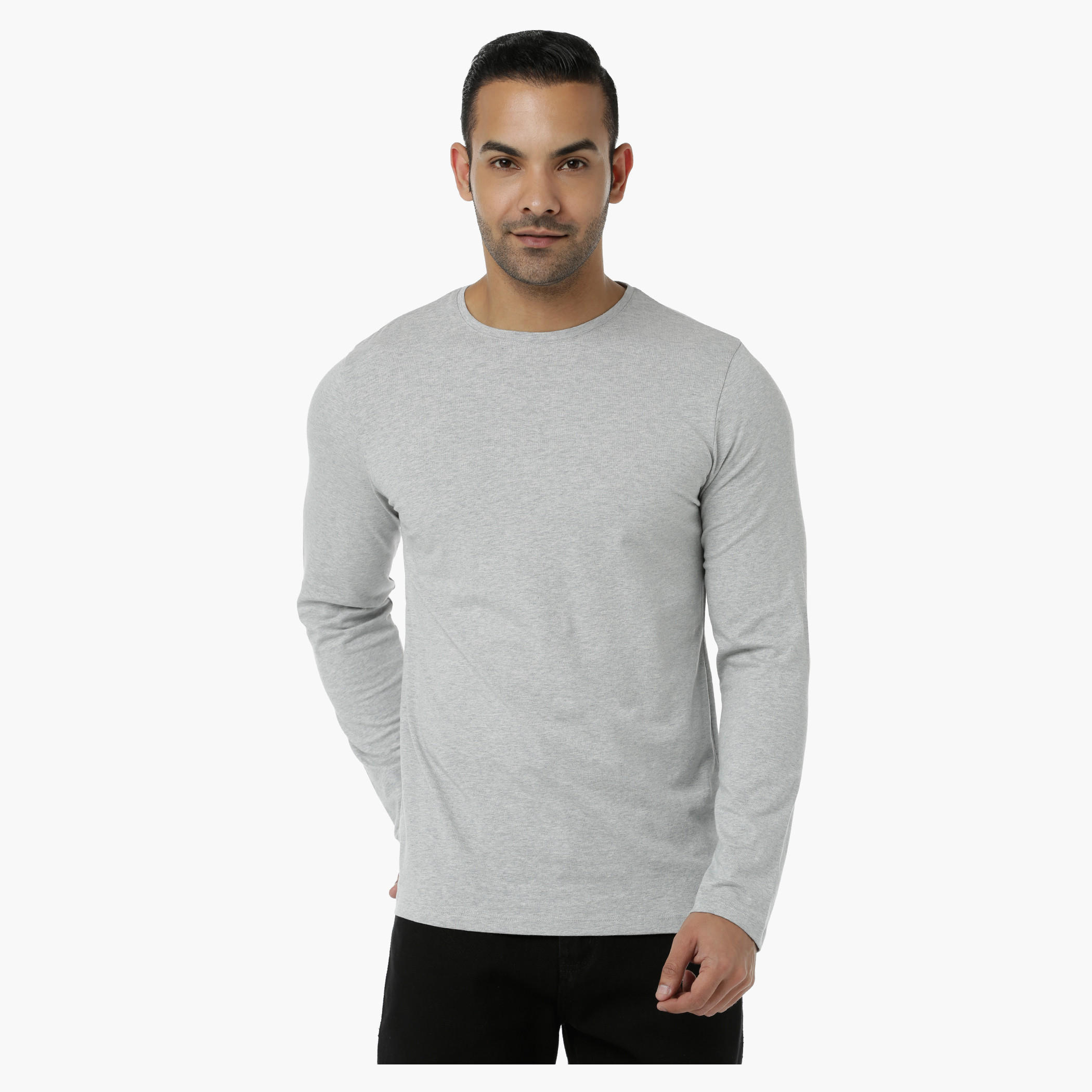 Basic T-Shirt with Crew Neck and Long Sleeves in Regular Fit-men-clothing-tshirtsandpolos-tshirts-image-1