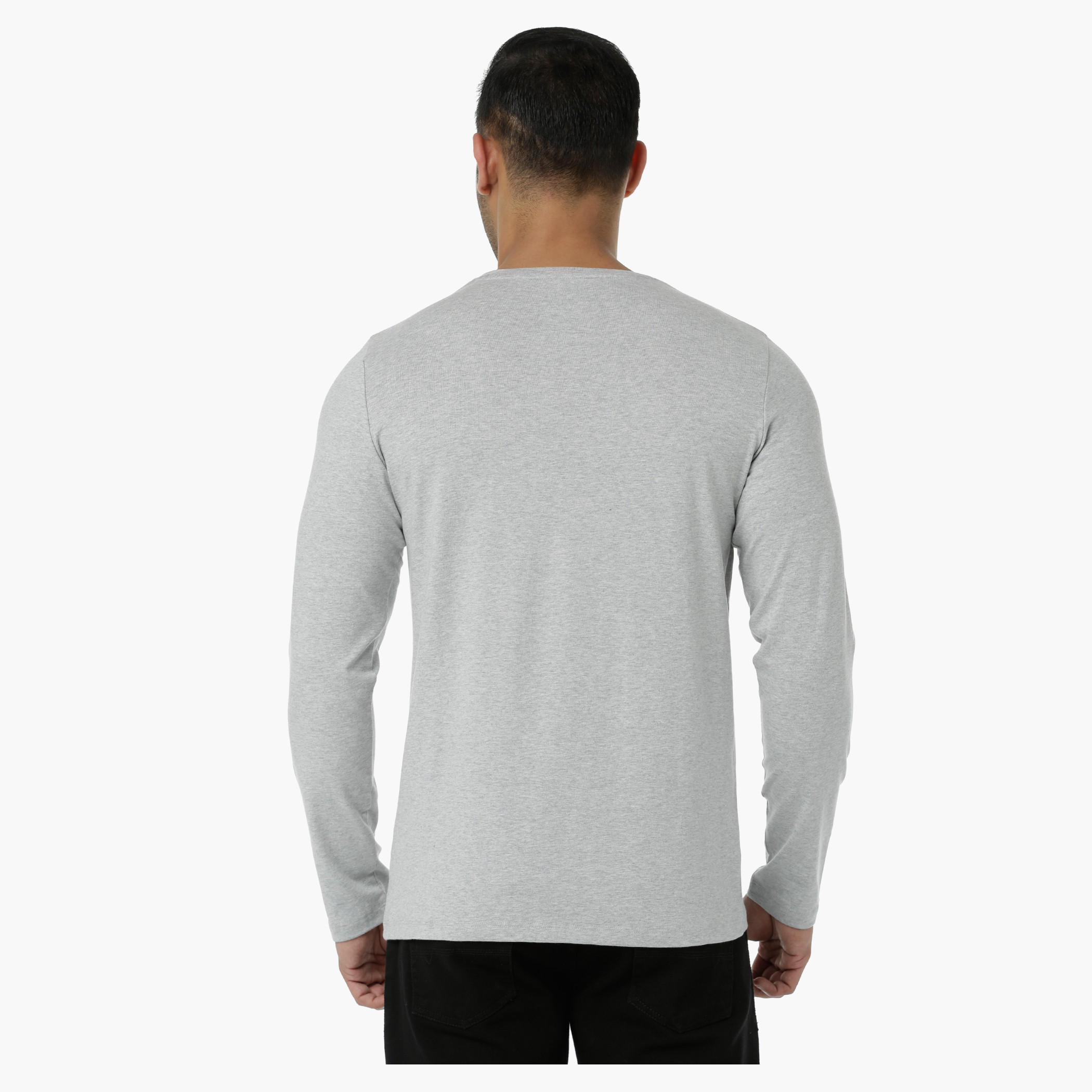 Basic T-Shirt with Crew Neck and Long Sleeves in Regular Fit-men-clothing-tshirtsandpolos-tshirts-image-2