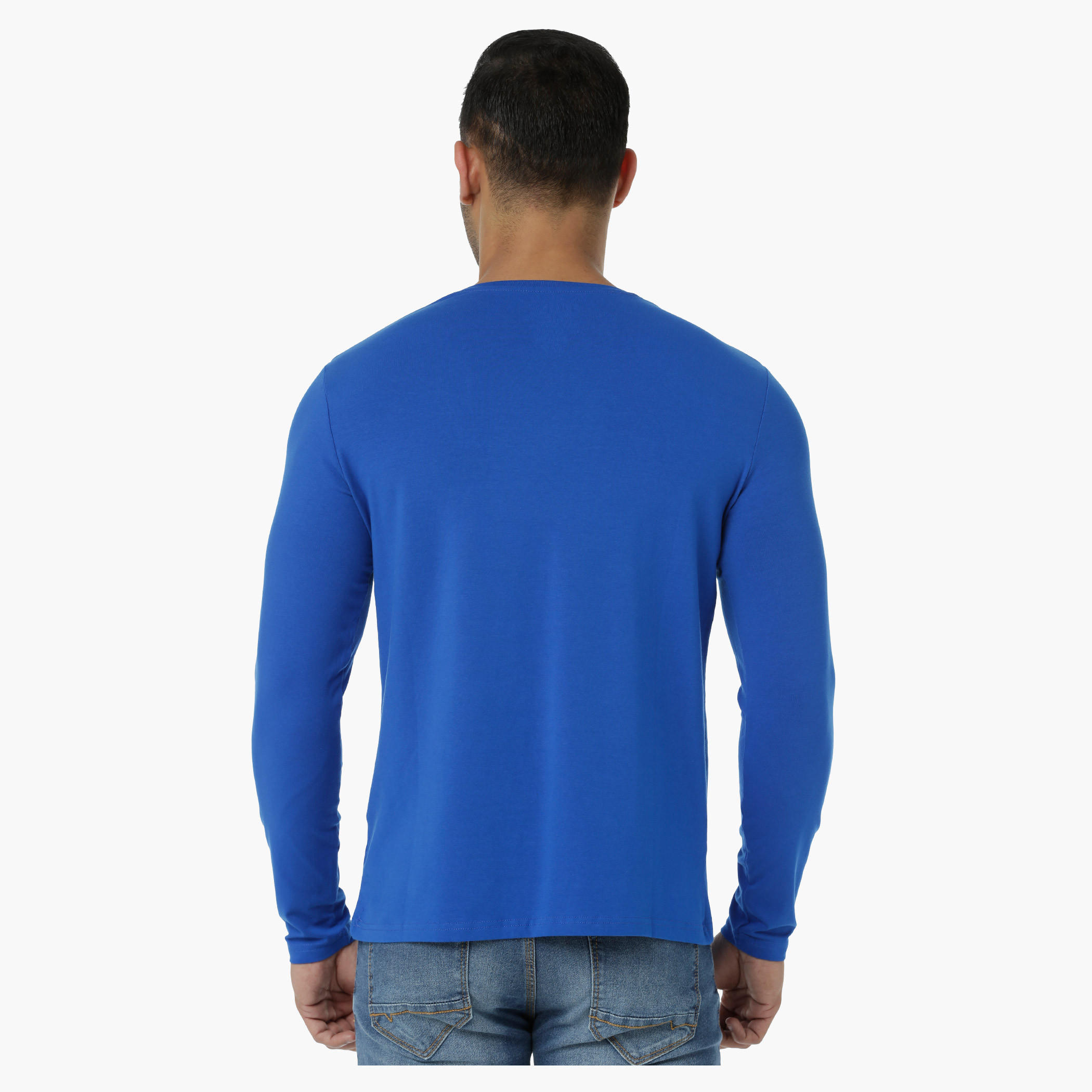 Basic T-Shirt with V-Neck and Long Sleeves in Regular Fit-men-clothing-tshirtsandpolos-tshirts-image-4
