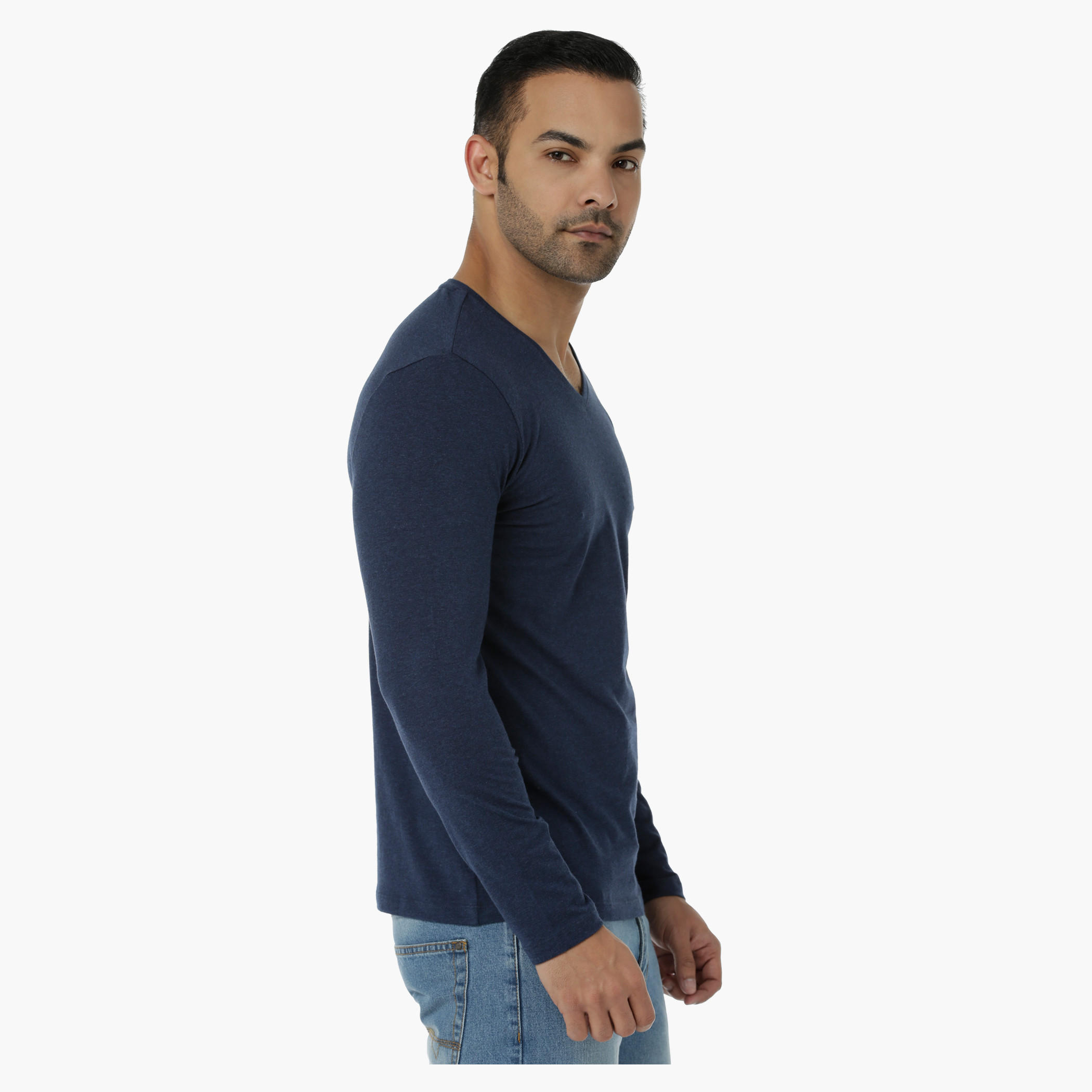 Basic T-Shirt with V-Neck and Long Sleeves in Regular Fit-men-clothing-tshirtsandpolos-tshirts-image-8