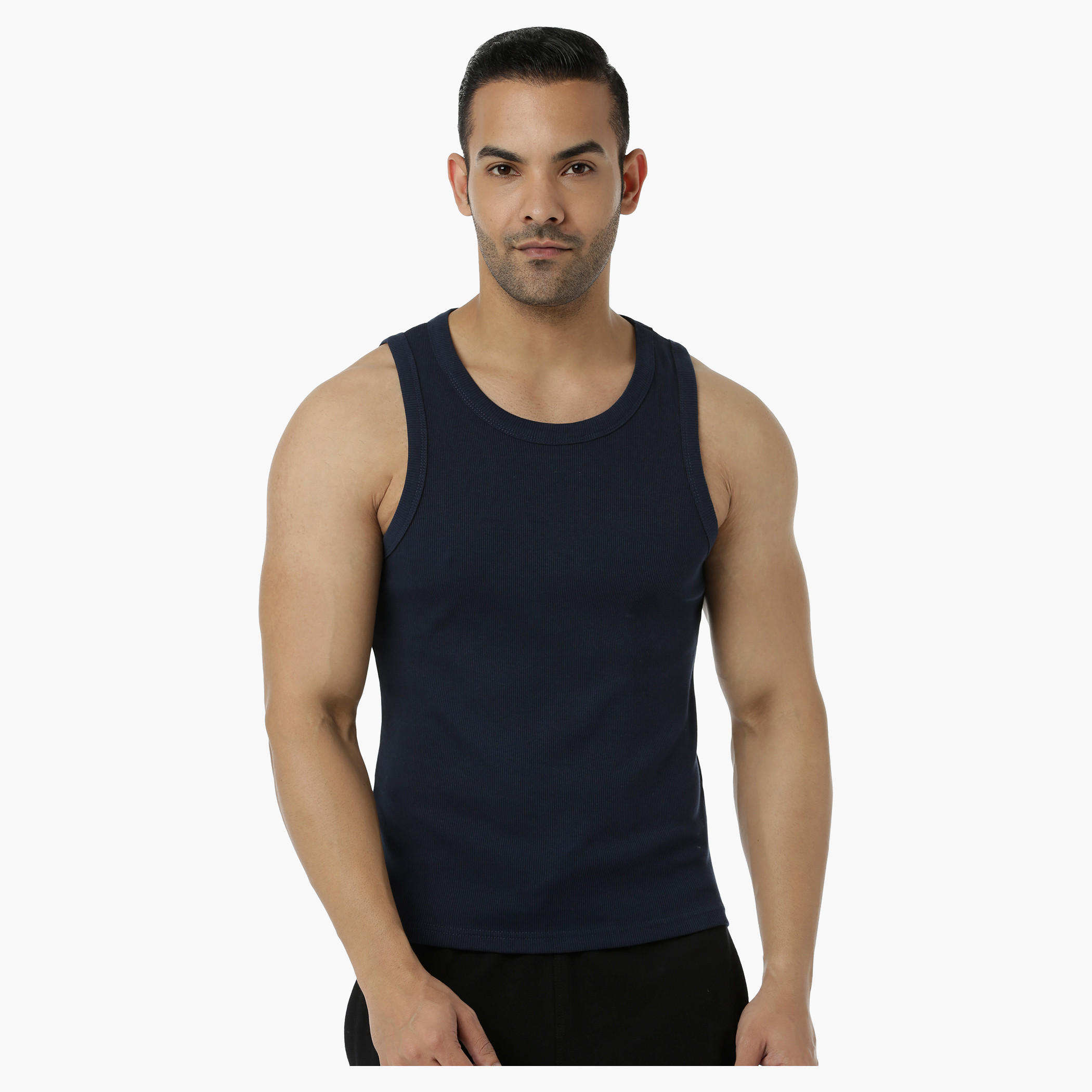 Cotton Rib Vest with Round Neck in Regular Fit-men-clothing-tshirtsandpolos-vests-image-1