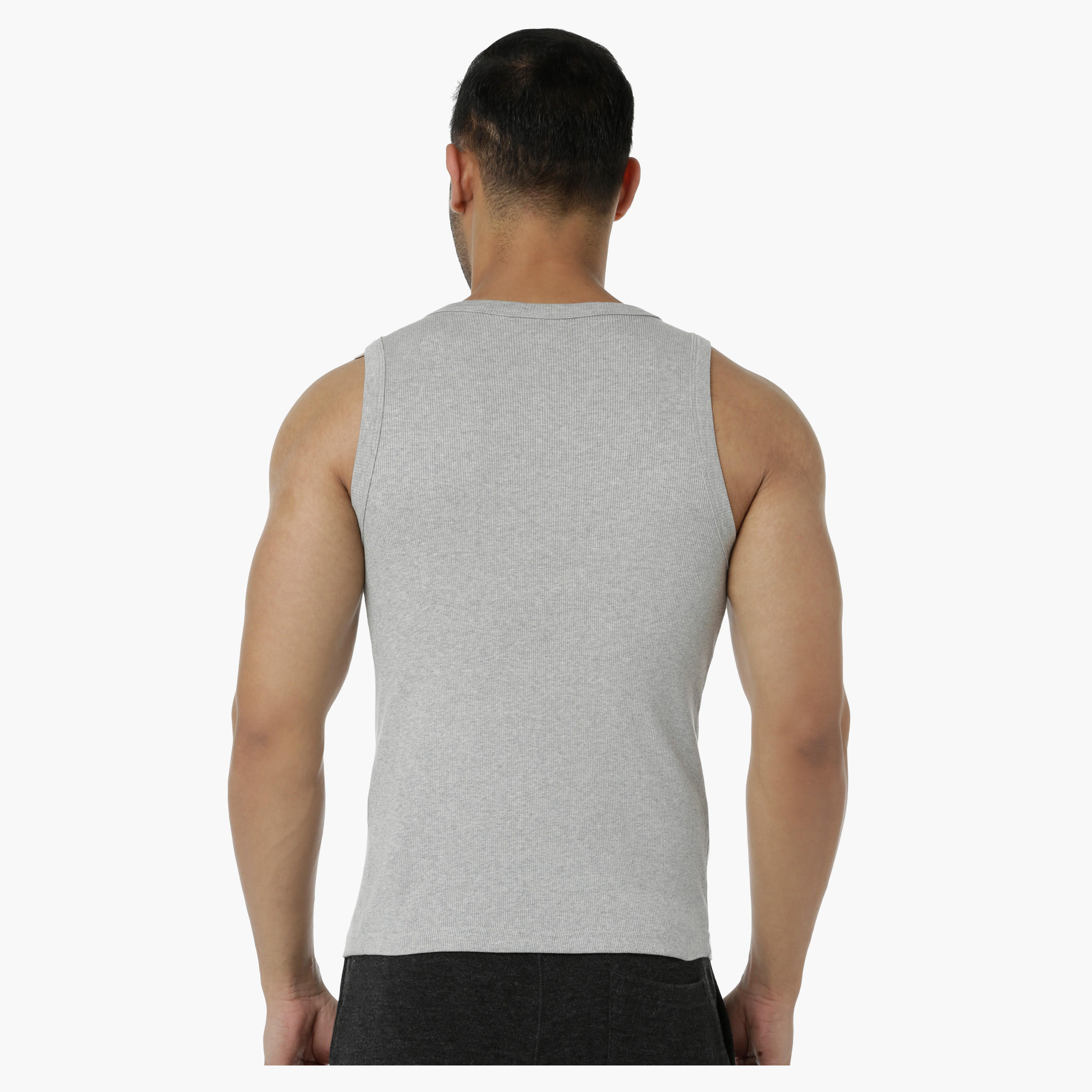 Ribbed Cotton Vest with Round Neck in Regular Fit-men-clothing-tshirtsandpolos-vests-image-2