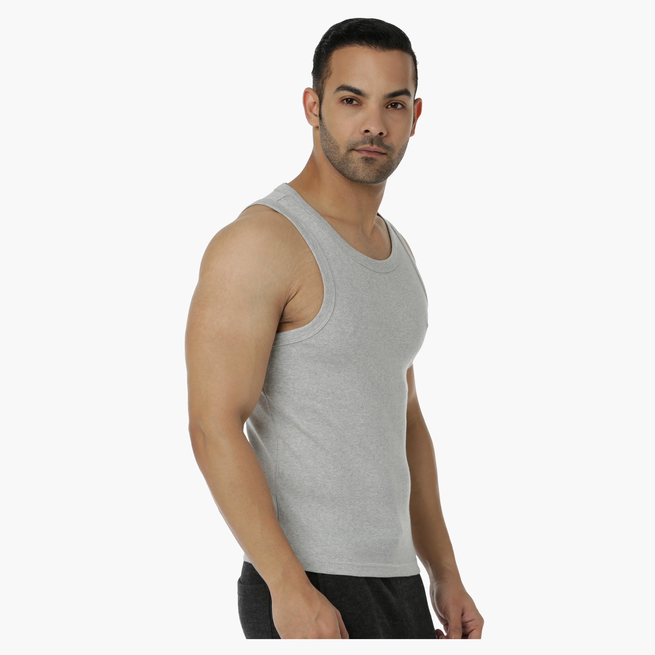 Ribbed Cotton Vest with Round Neck in Regular Fit-men-clothing-tshirtsandpolos-vests-image-3