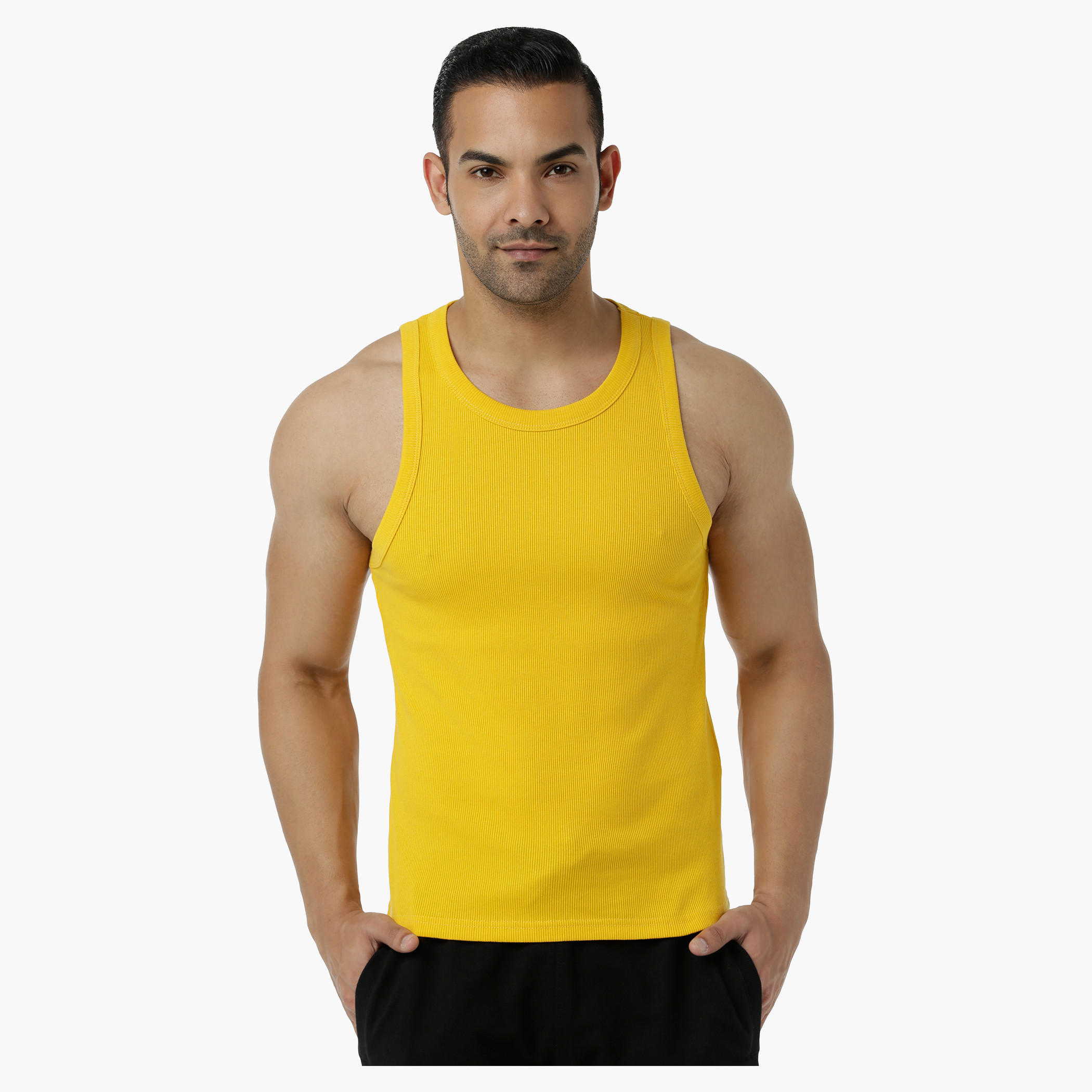 Cotton Rib Vest with Round Neck in Regular Fit-men-clothing-tshirtsandpolos-vests-image-6