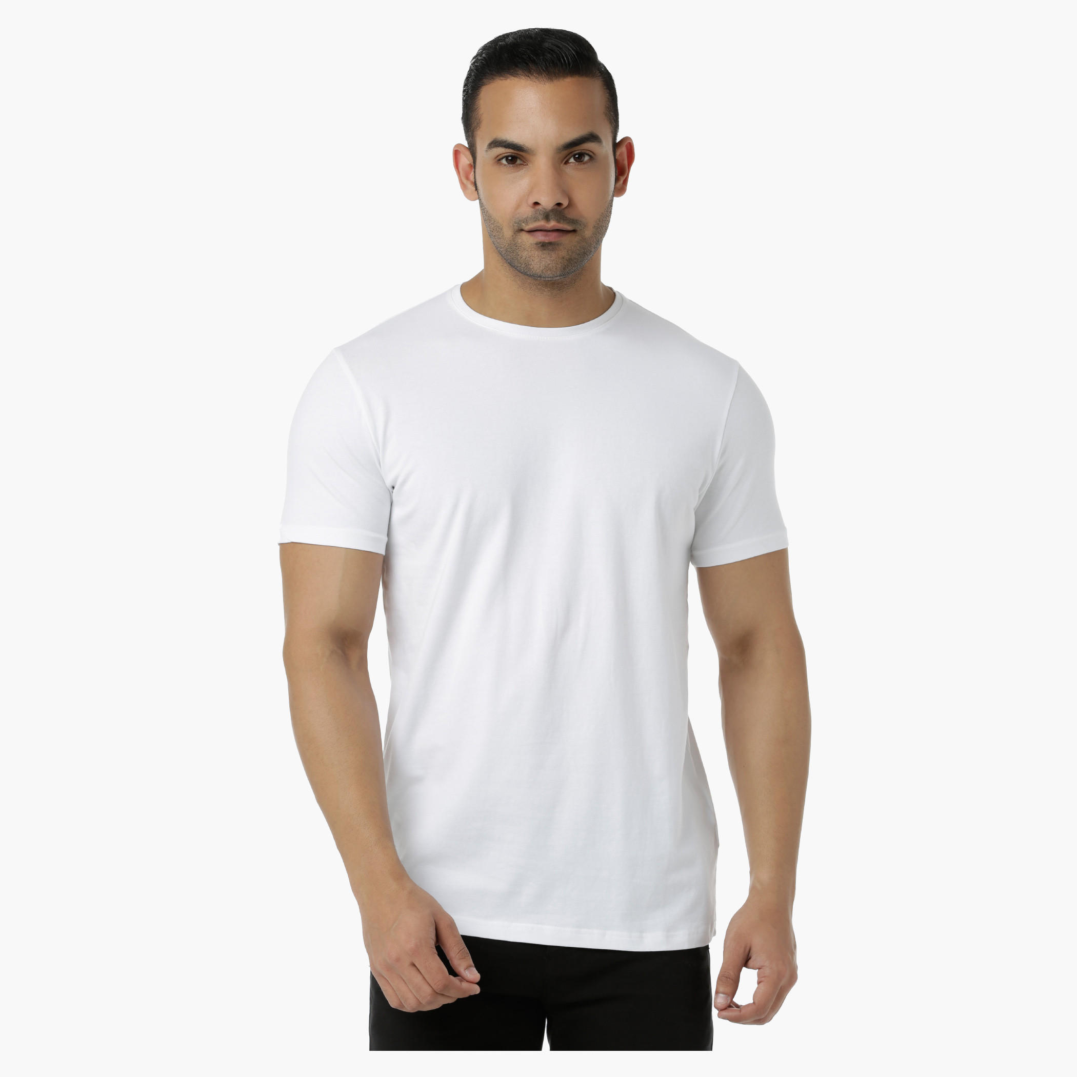 Basic Cotton T-Shirt with Round Neck and Short Sleeves in Regular Fit-men-clothing-tshirtsandpolos-tshirts-image-5