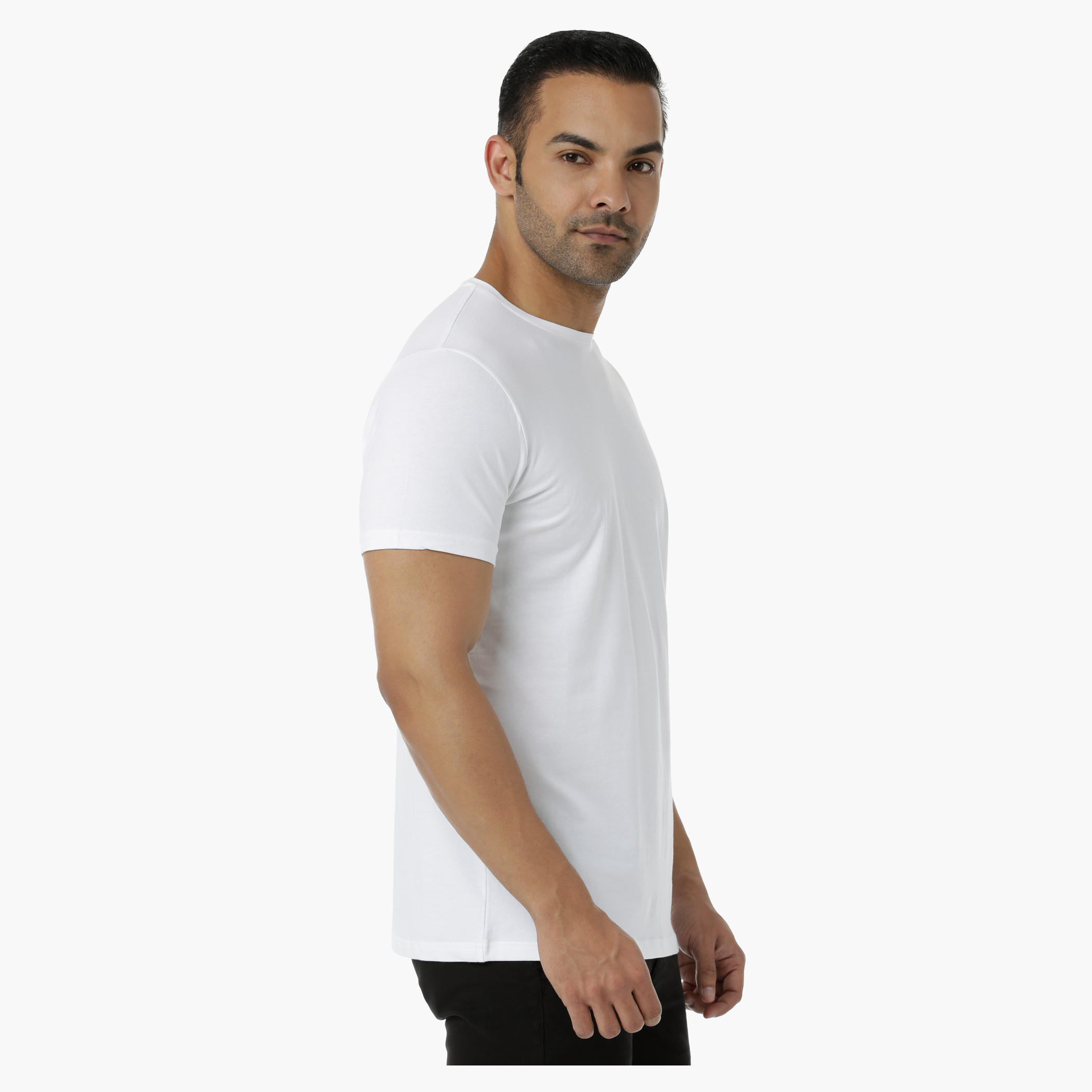 Basic Cotton T-Shirt with Round Neck and Short Sleeves in Regular Fit-men-clothing-tshirtsandpolos-tshirts-image-3