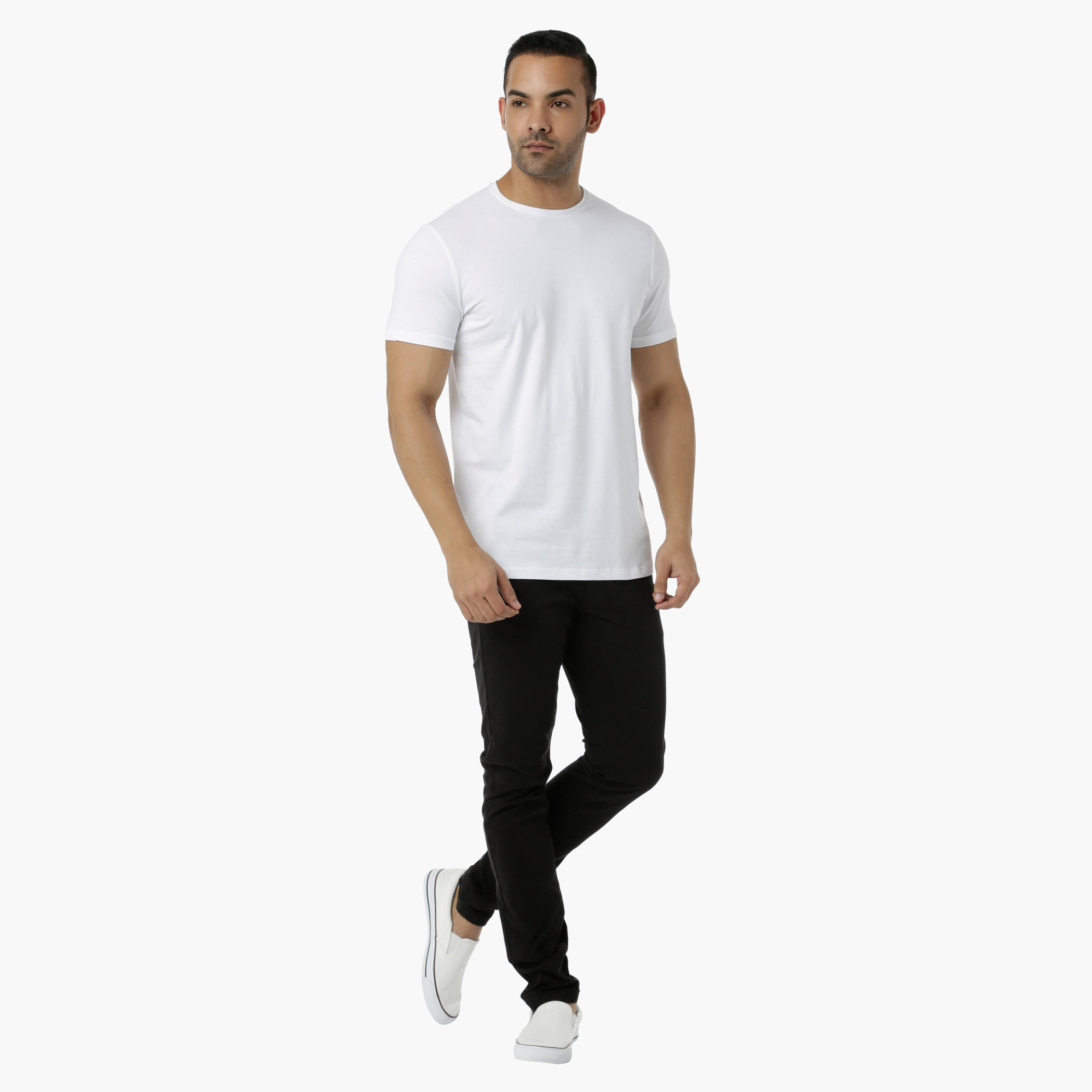 Basic Cotton T-Shirt with Round Neck and Short Sleeves in Regular Fit-men-clothing-tshirtsandpolos-tshirts-image-1
