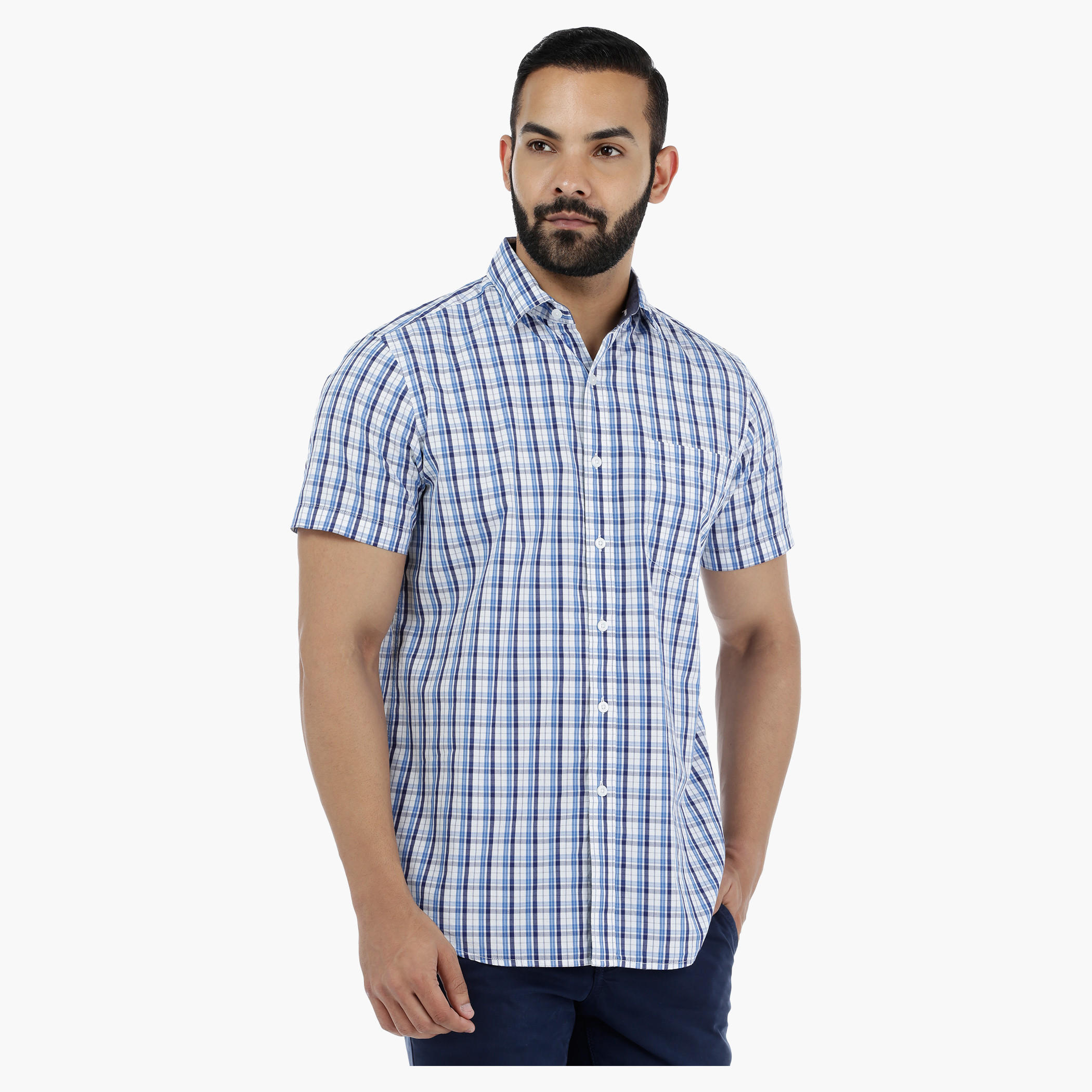 Chequered Shirt with Short Sleeves-men-clothing-shirts-image-1