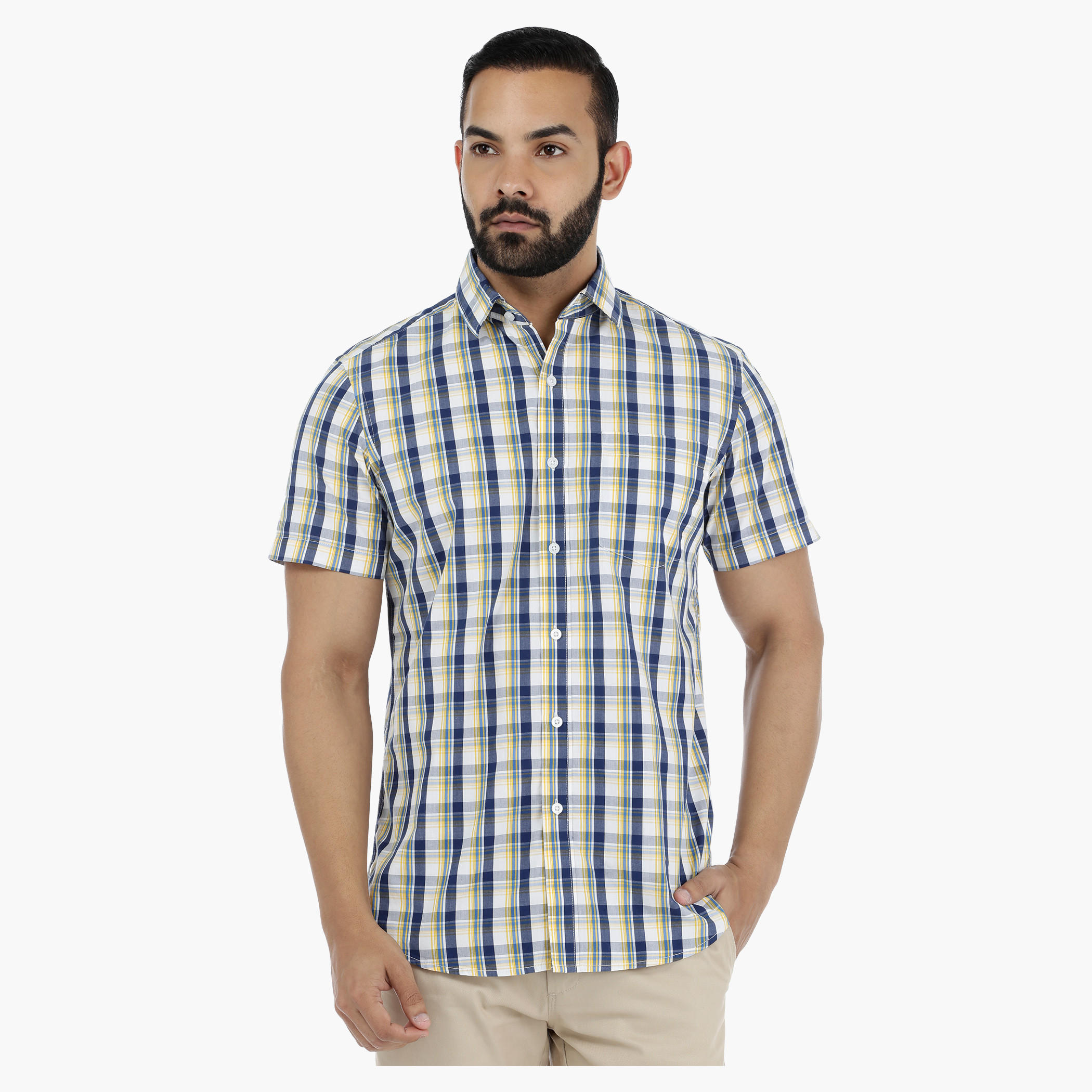Chequered Shirt with Short Sleeves-men-clothing-shirts-image-5