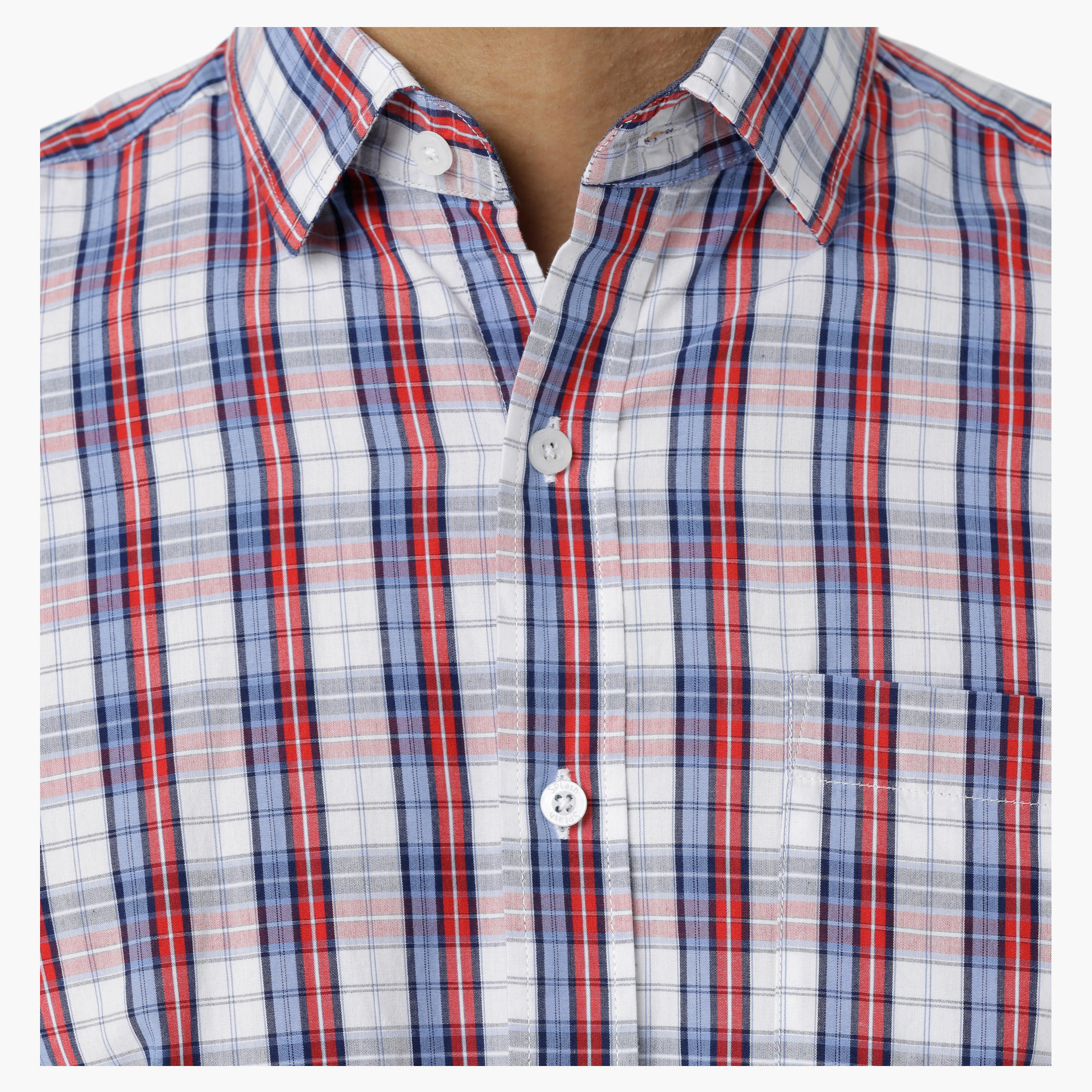 Chequered Cotton Shirt with Collar Neck and Short Sleeves in Regular Fit-men-clothing-shirts-image-4