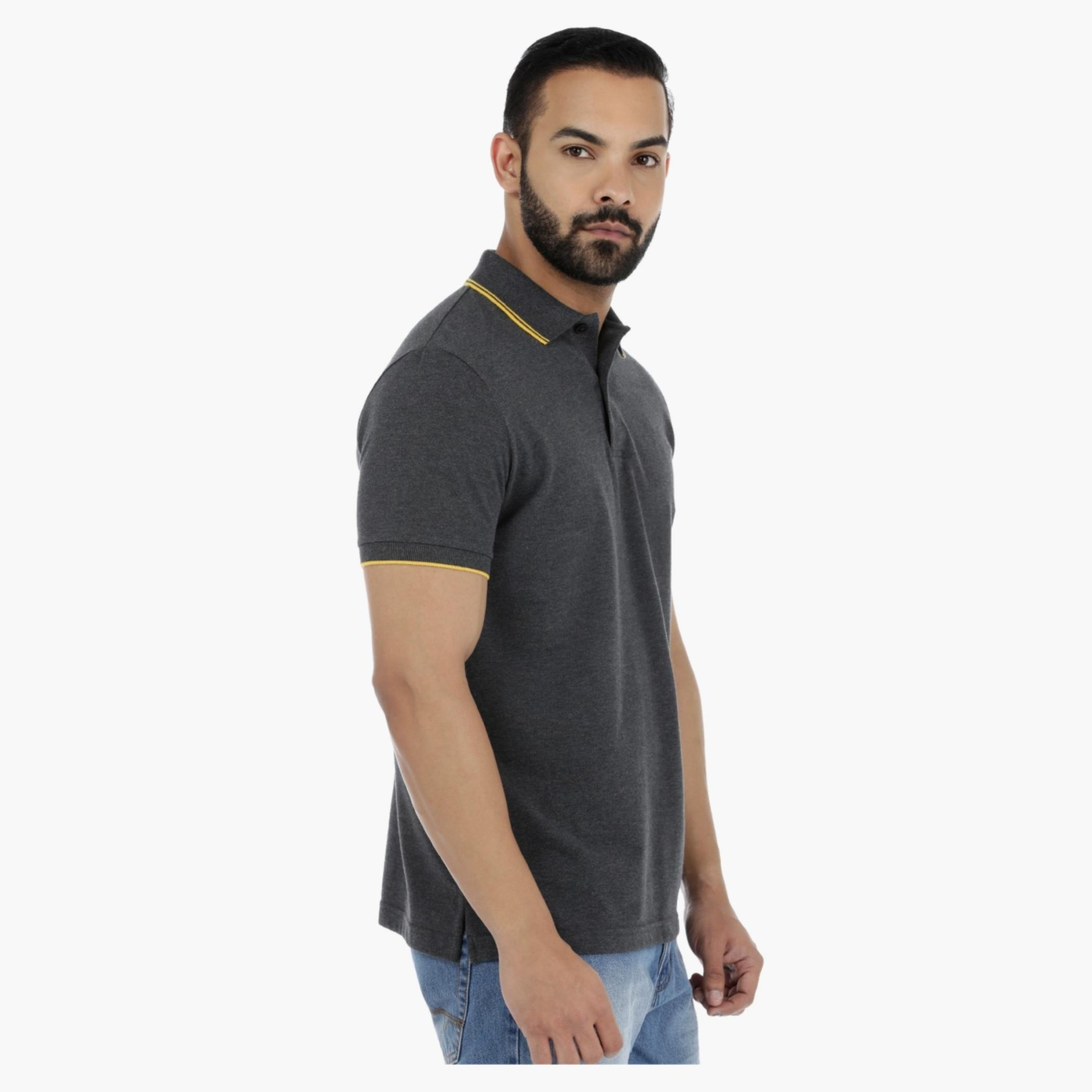 Pique Polo Neck T-Shirt with Short Sleeves-men-clothing-tshirtsandpolos-polos-image-3