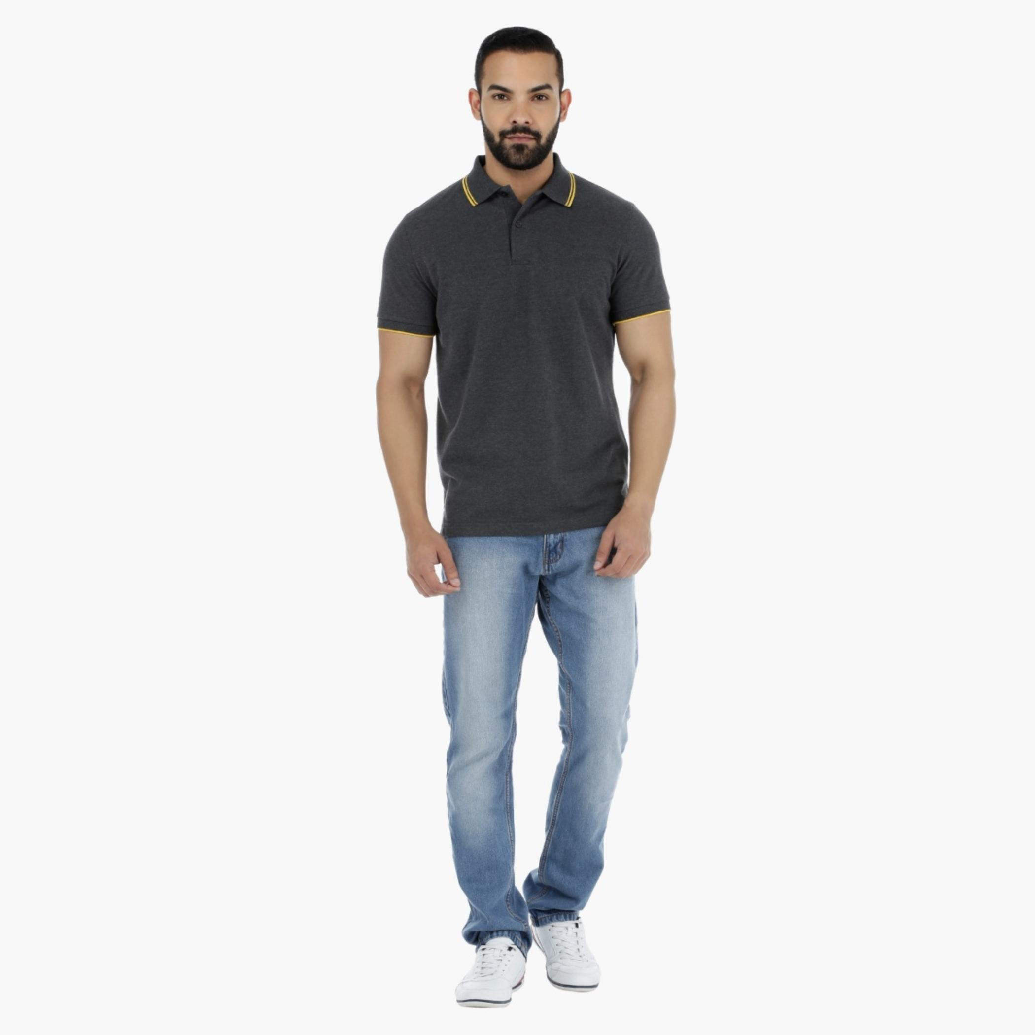Pique Polo Neck T-Shirt with Short Sleeves-men-clothing-tshirtsandpolos-polos-image-5