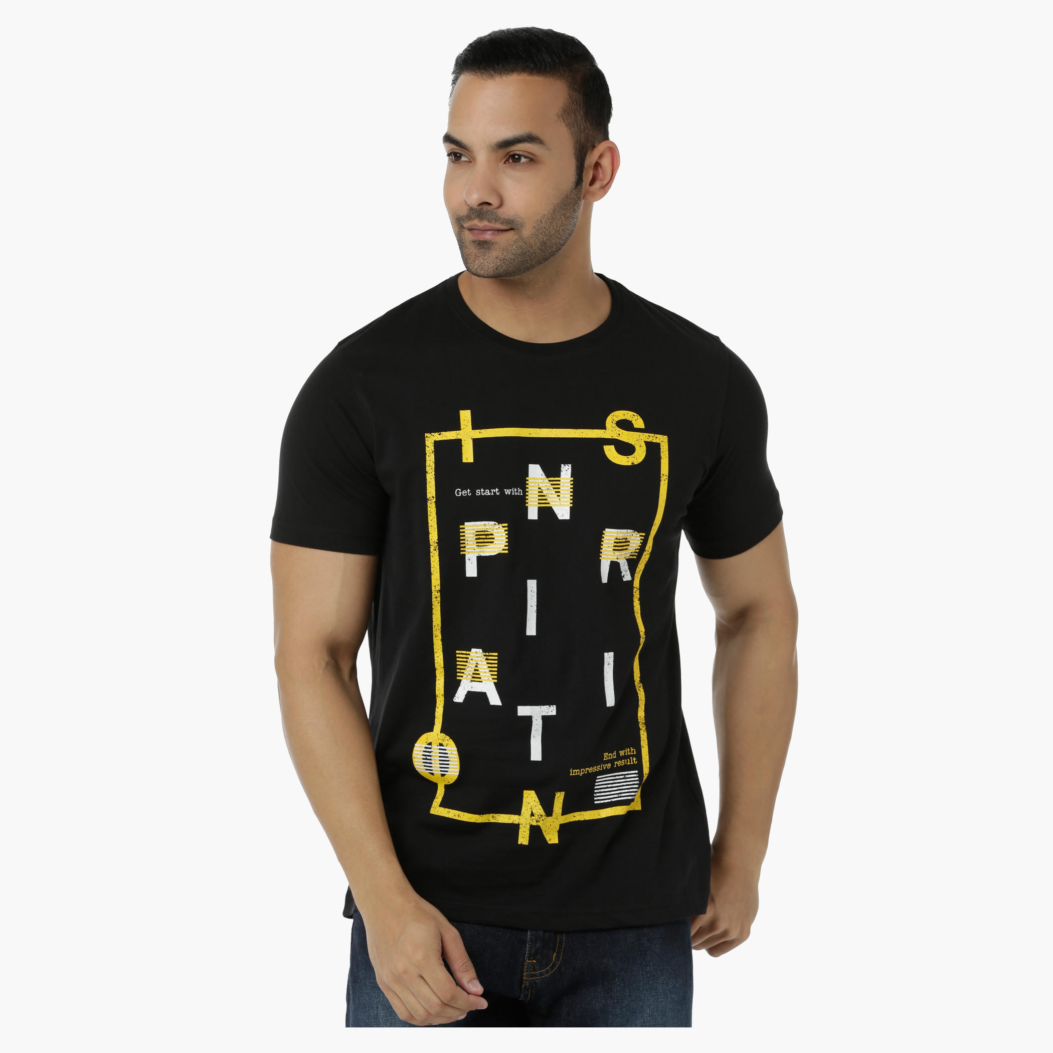 Printed Cotton T-Shirt with Round Neck and Short Sleeves in Regular Fit-men-clothing-tshirtsandpolos-tshirts-image-1