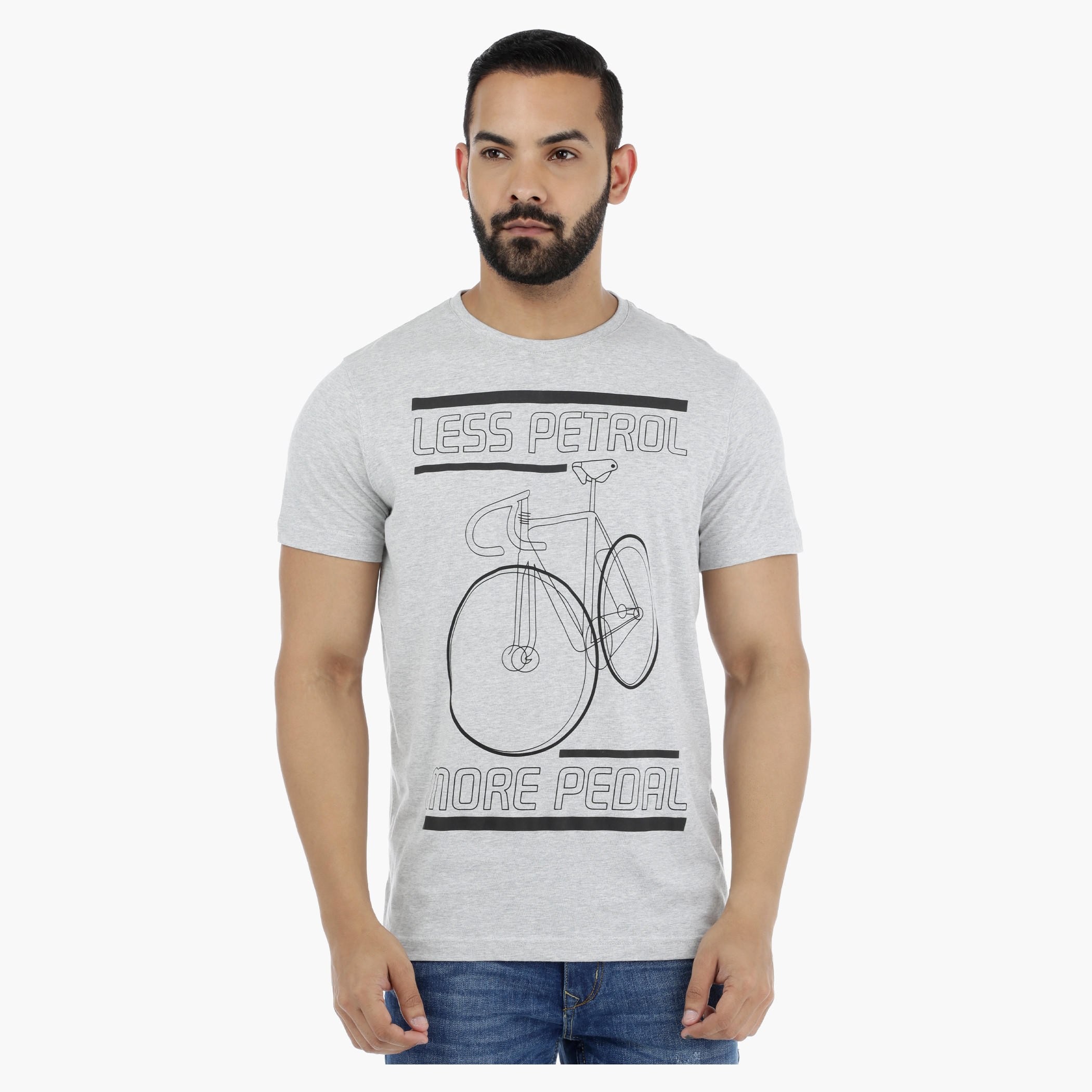 Printed Crew Neck T-Shirt with Short Sleeves-men-clothing-tshirtsandpolos-tshirts-image-1