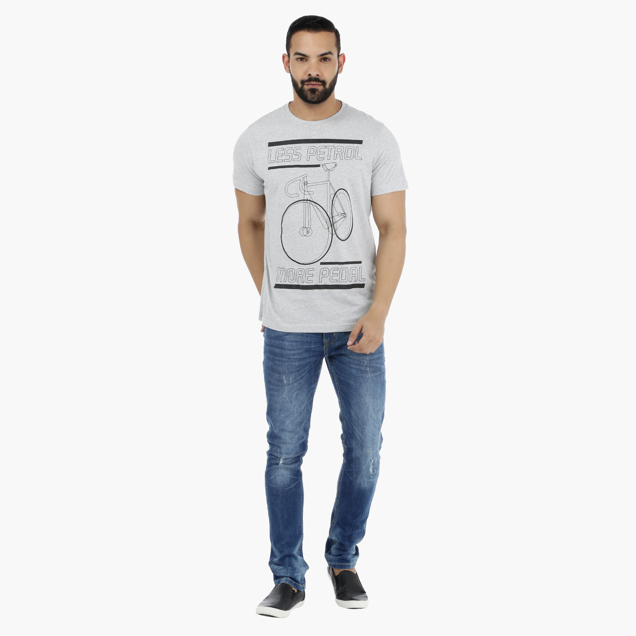 Printed Crew Neck T-Shirt with Short Sleeves-men-clothing-tshirtsandpolos-tshirts-image-1
