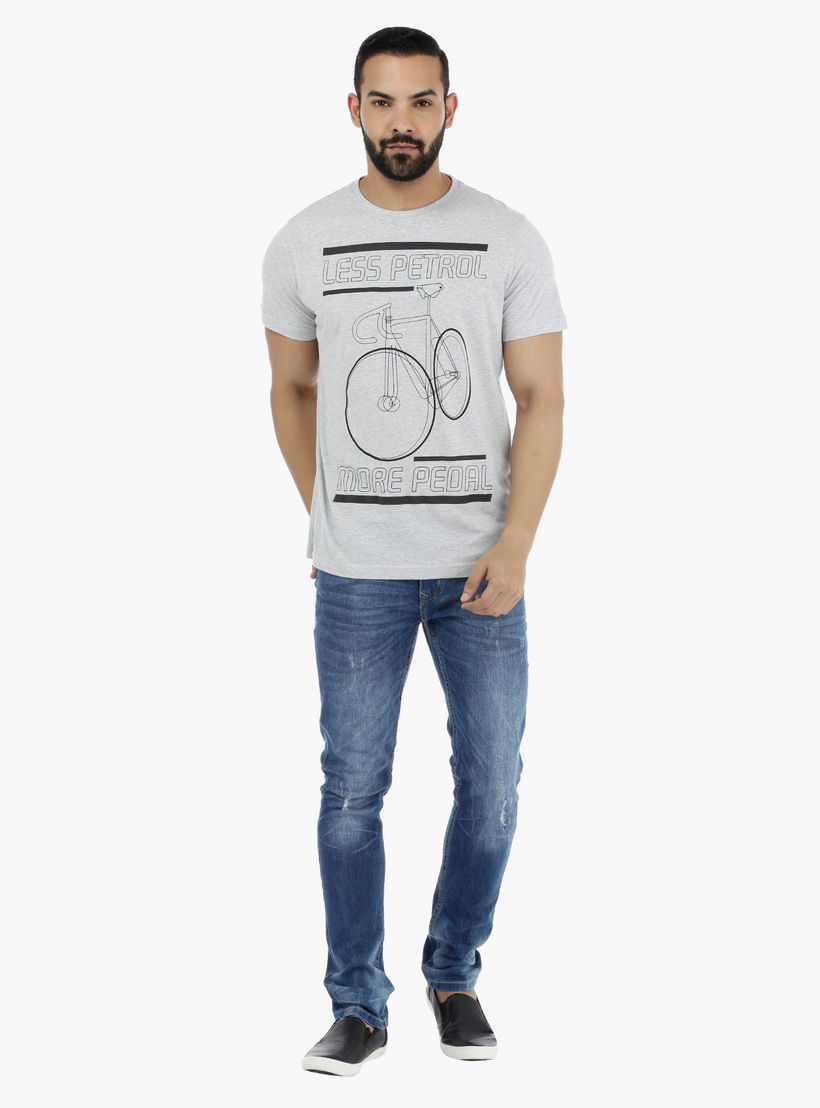 Printed Crew Neck T-Shirt with Short Sleeves-men-clothing-tshirtsandpolos-tshirts-image-1
