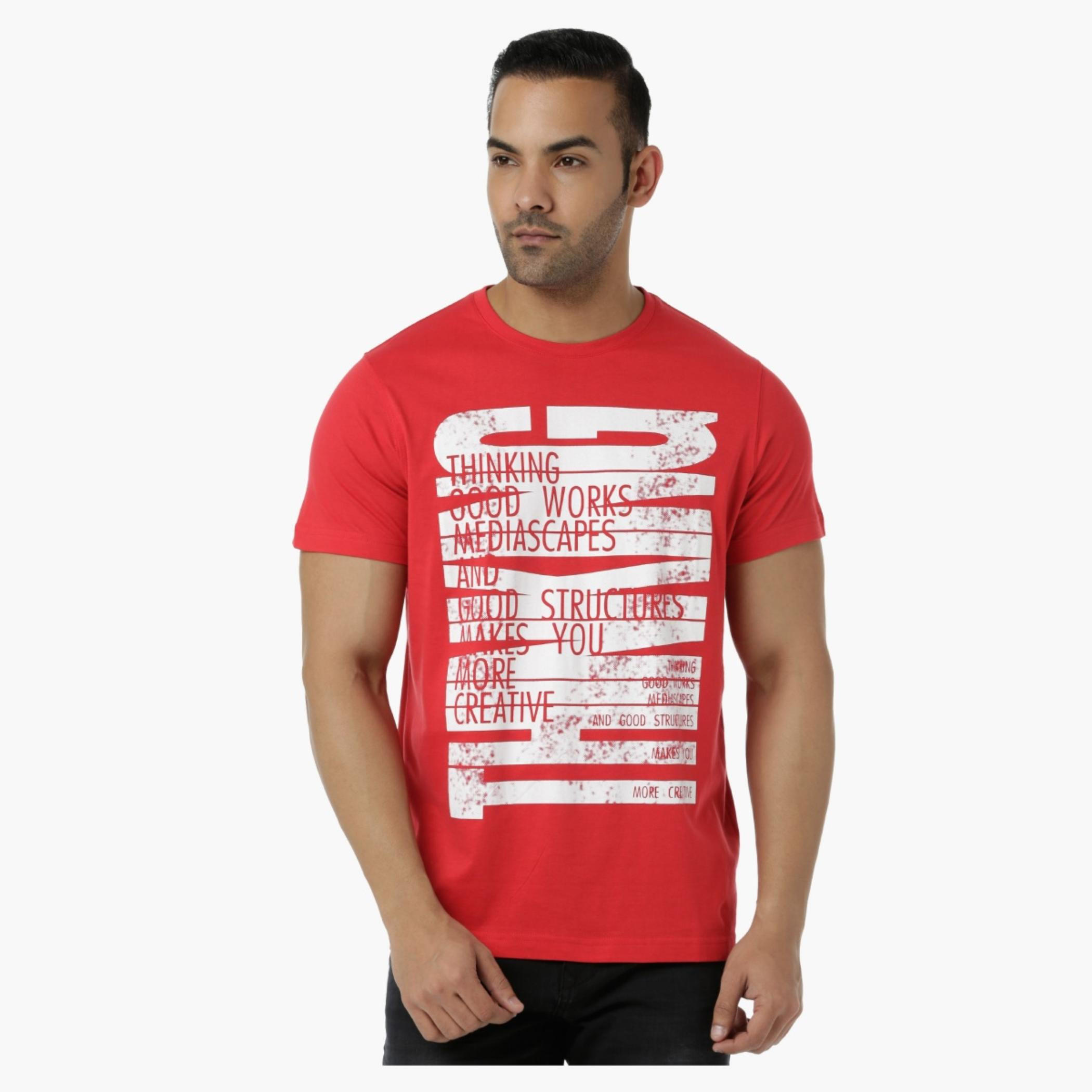 Printed Cotton T-Shirt with Round Neck and Short Sleeves in Regular Fit-men-clothing-tshirtsandpolos-tshirts-image-1