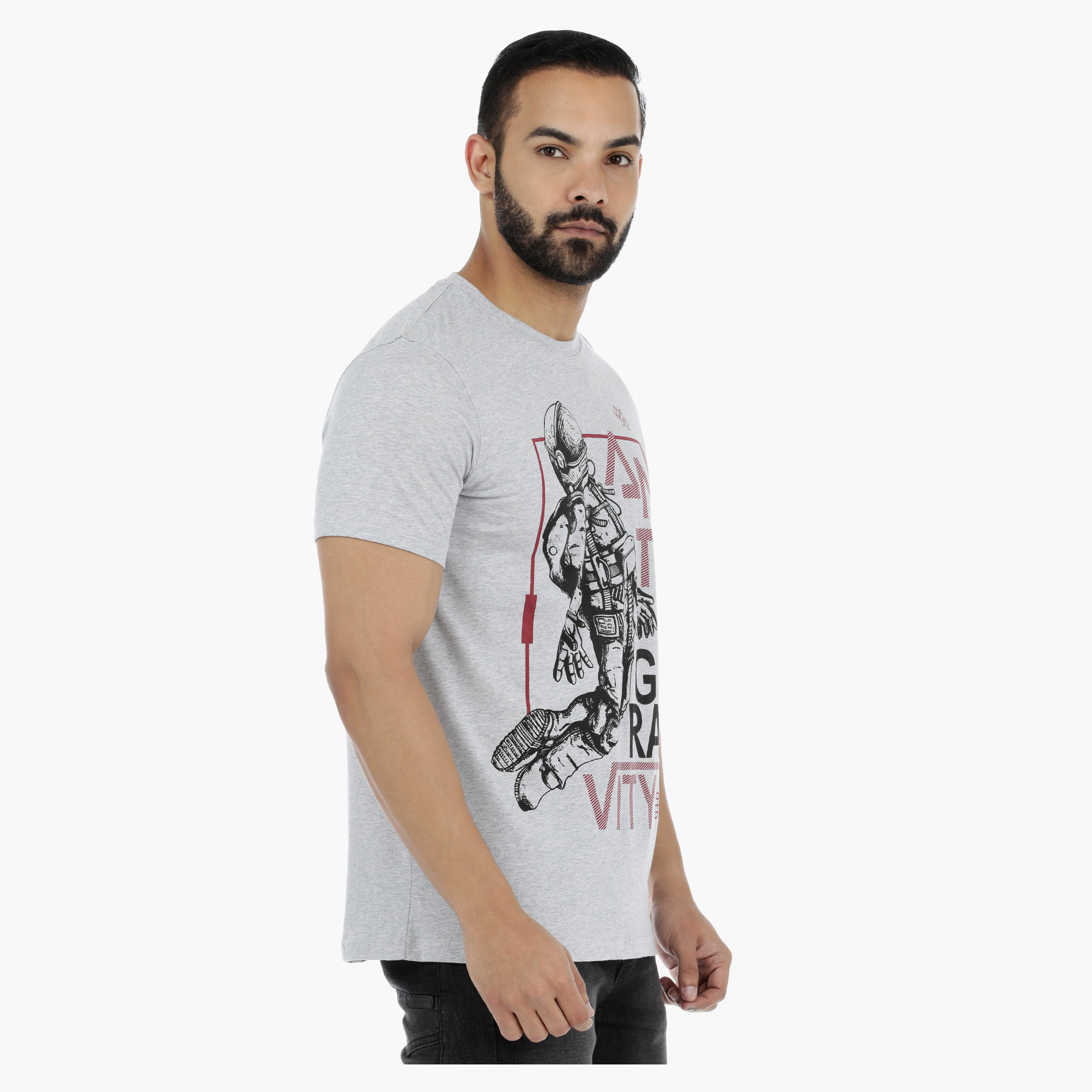 Printed Crew Neck T-Shirt with Short Sleeves-men-clothing-tshirtsandpolos-tshirts-image-3