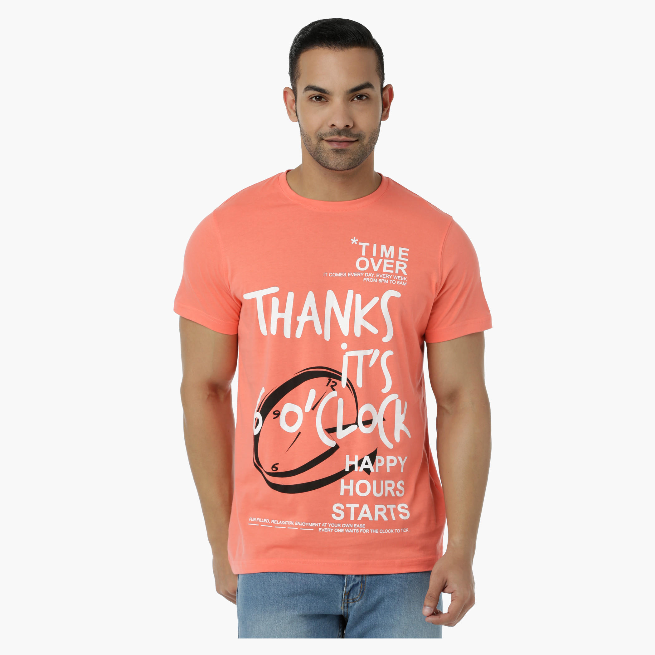 Printed Cotton T-Shirt with Round Neck and Short Sleeves in Regular Fit-men-clothing-tshirtsandpolos-tshirts-image-1