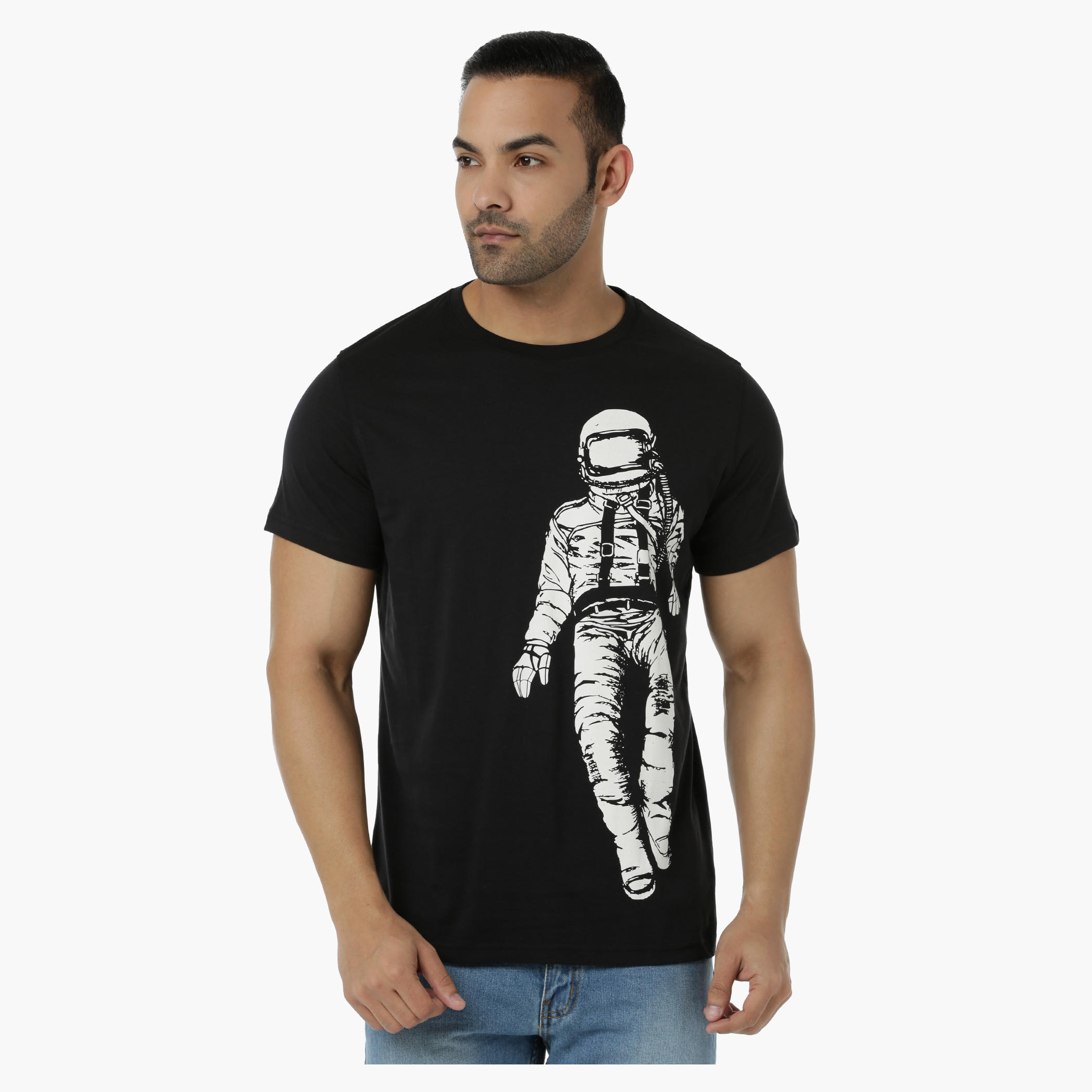 Printed Cotton T-Shirt with Round Neck and Short Sleeves in Regular Fit-men-clothing-tshirtsandpolos-tshirts-image-1