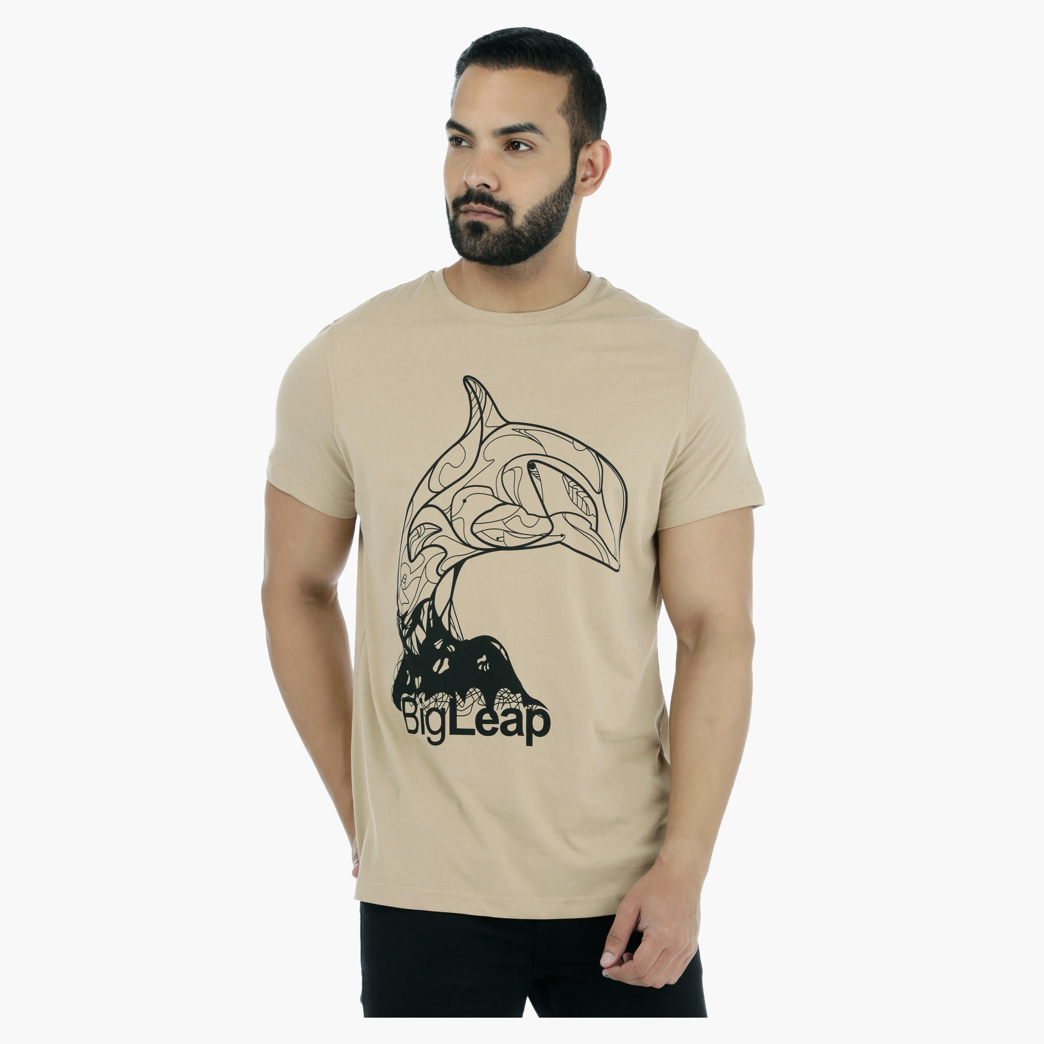 Printed Crew Neck T-Shirt with Short Sleeves-men-clothing-tshirtsandpolos-tshirts-image-1
