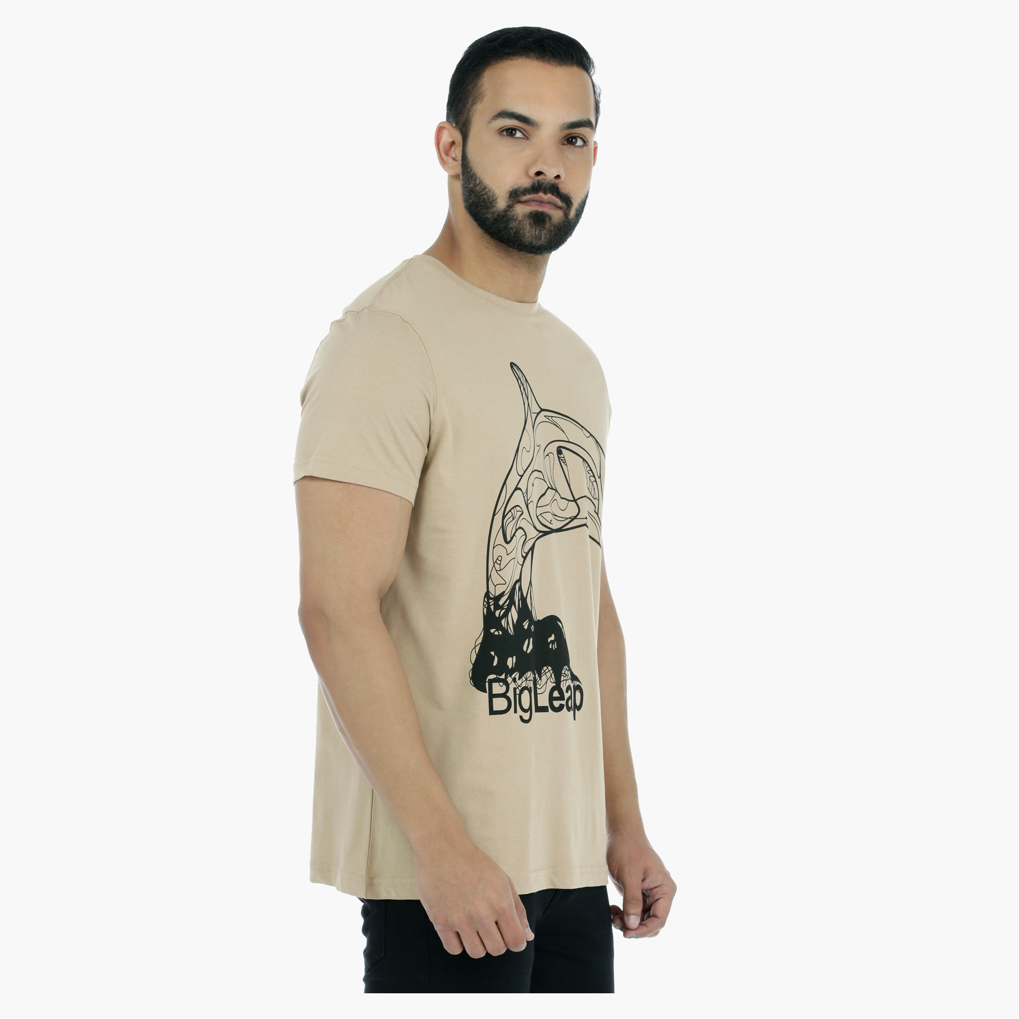 Printed Crew Neck T-Shirt with Short Sleeves-men-clothing-tshirtsandpolos-tshirts-image-3