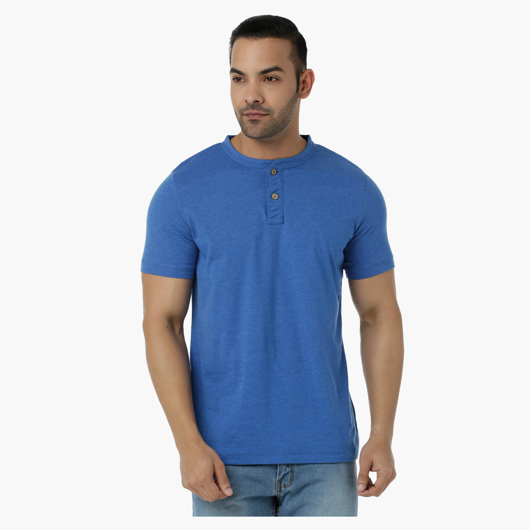 Basic T-Shirt with Henley Neck and Short Sleeves in Regular Fit-men-clothing-tshirtsandpolos-tshirts-image-1