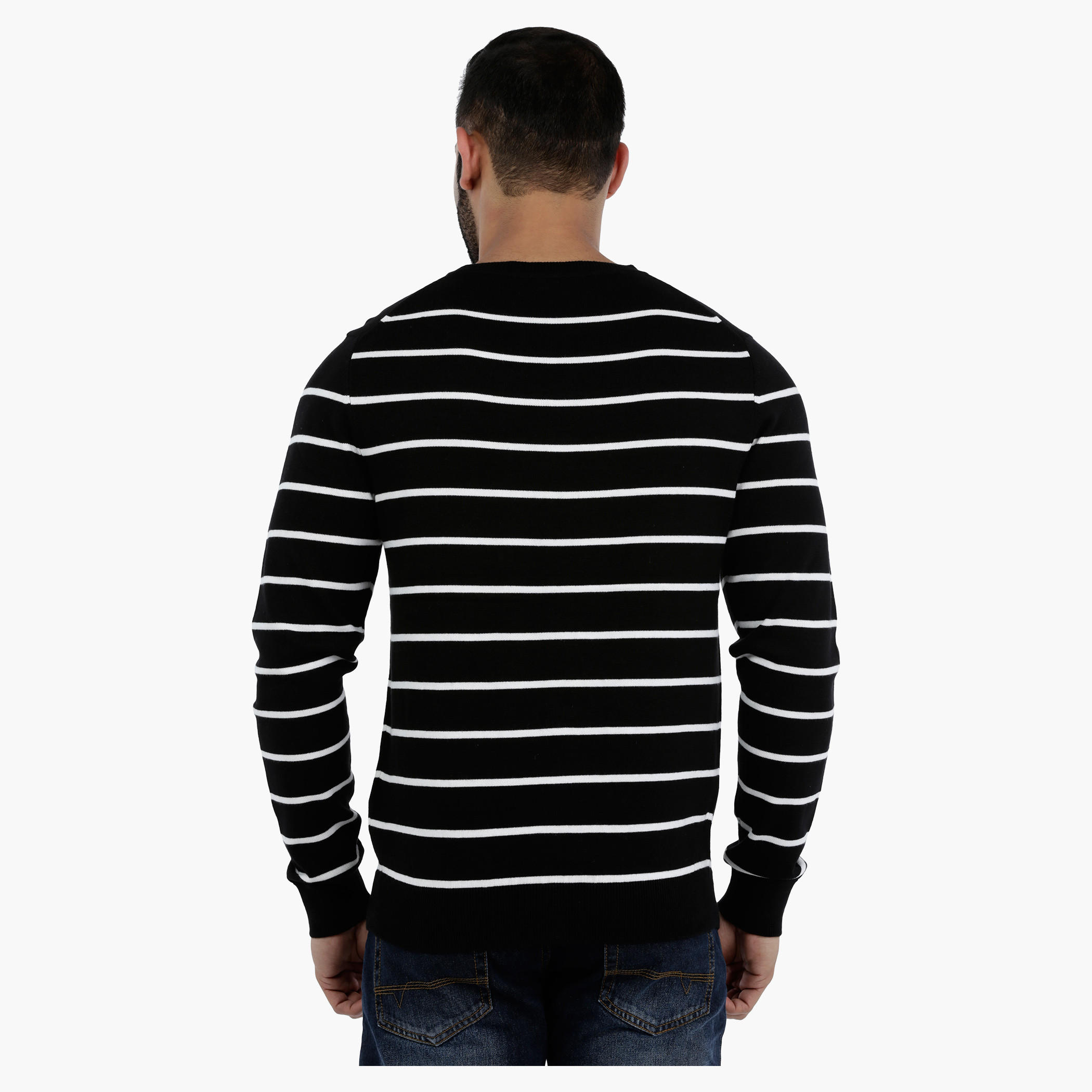 Striped Sweatshirt with Long Sleeves-men-winterwear-hoodiesandsweatshirts-image-2