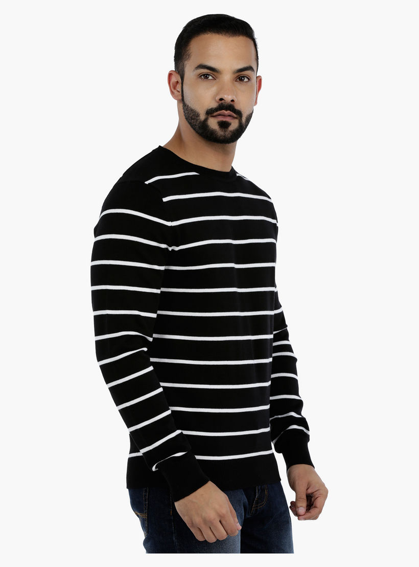 Striped Sweatshirt with Long Sleeves-men-winterwear-hoodiesandsweatshirts-image-3