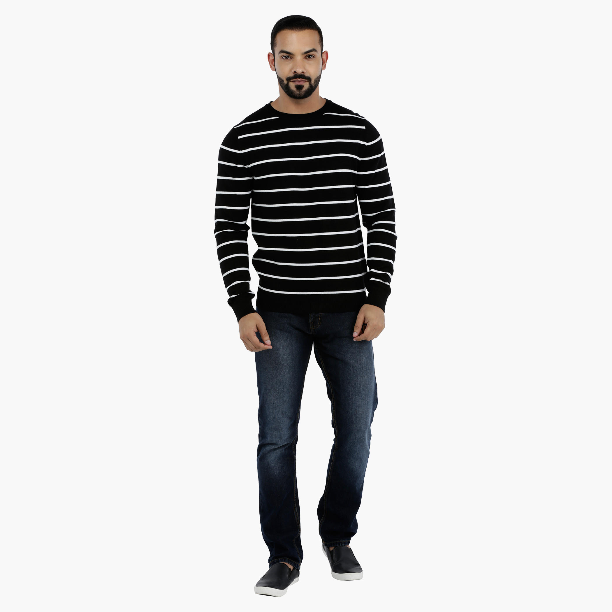 Striped Sweatshirt with Long Sleeves-men-winterwear-hoodiesandsweatshirts-image-5