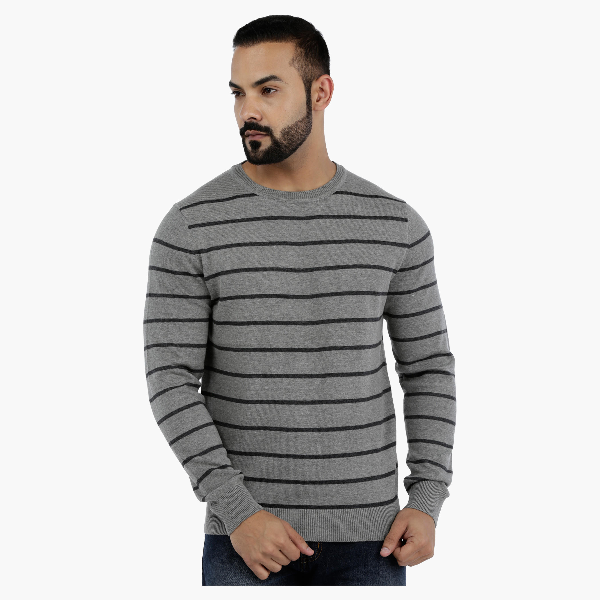 Striped Sweatshirt with Long Sleeves-men-winterwear-hoodiesandsweatshirts-image-6