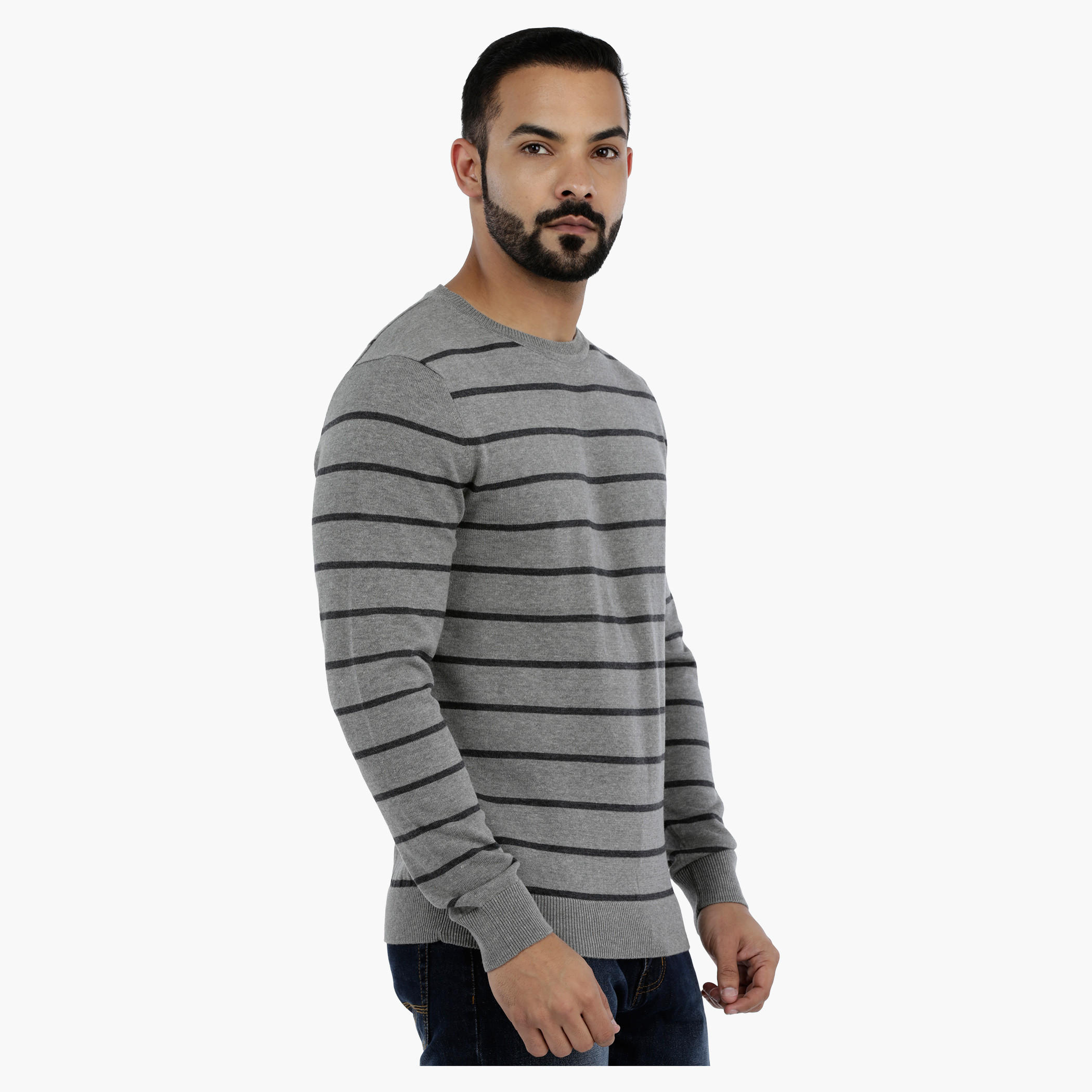 Striped Sweatshirt with Long Sleeves-men-winterwear-hoodiesandsweatshirts-image-8