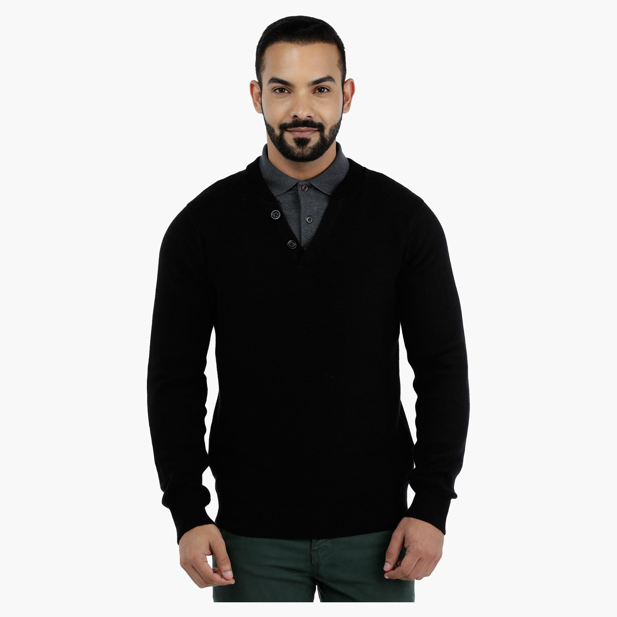 V-Neck Cardigan with Long Sleeves-men-clothing-sweatersandpullovers-image-1