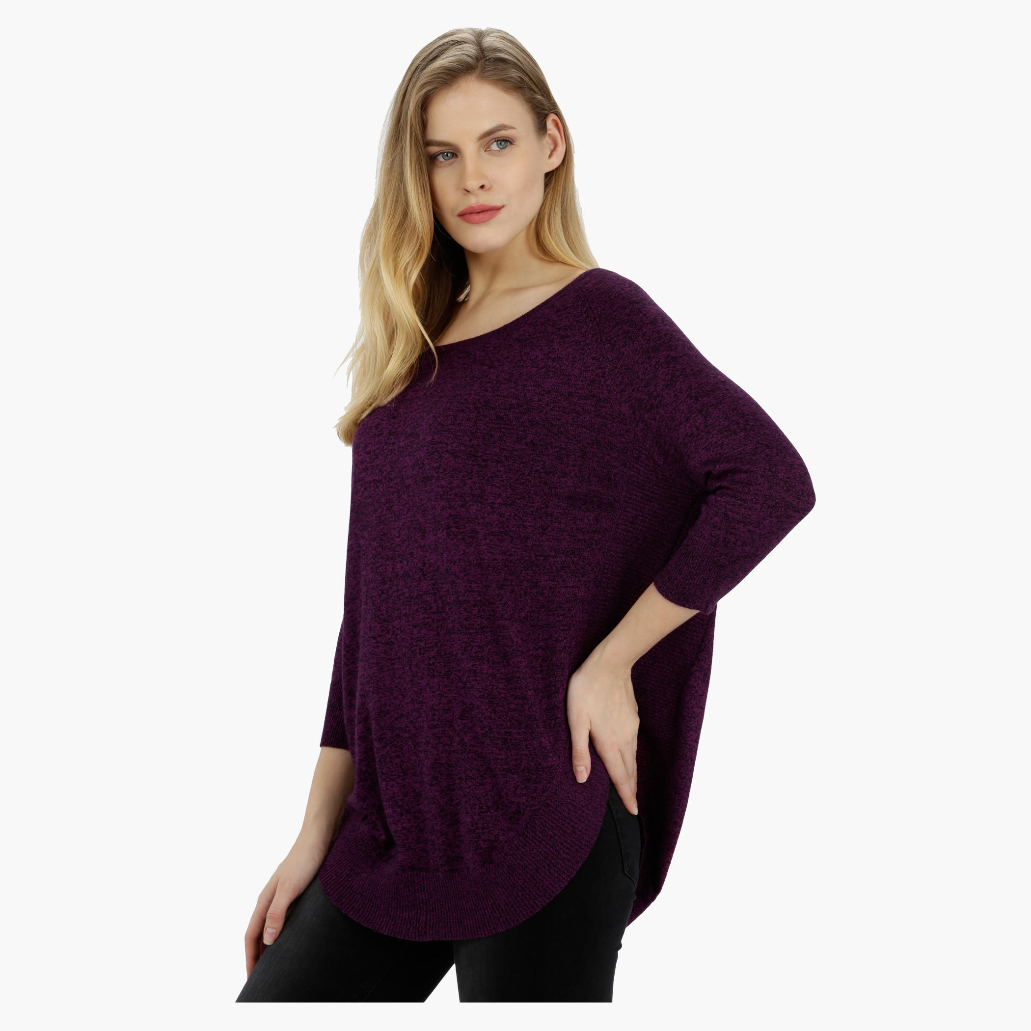 Knitted Round Neck Top with 3/4th Sleeves-women-clothing-tshirts-image-13