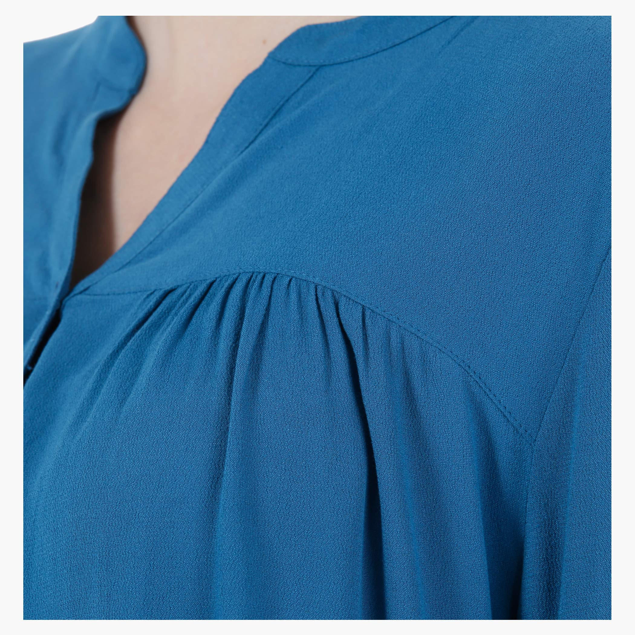 Long-Sleeved Blouse with Tie-Up Neck and Ruffled Cuffs in Regular Fit-women-clothing-shirtsandblouses-blouses-image-4