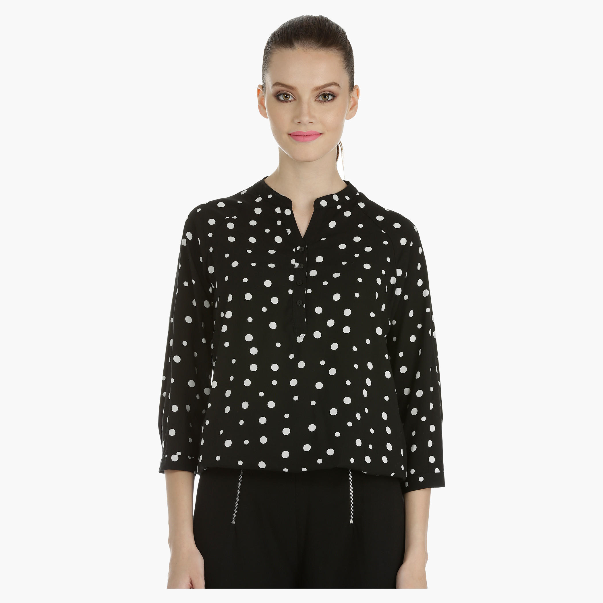 Woven Polka Dot Top-women-clothing-shirtsandblouses-blouses-image-1