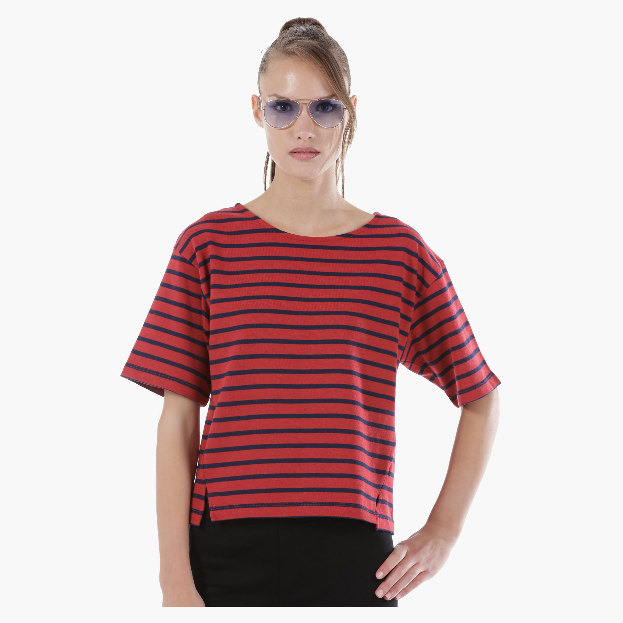 Striped T-Shirt with Short Sleeves-women-clothing-tshirts-image-6