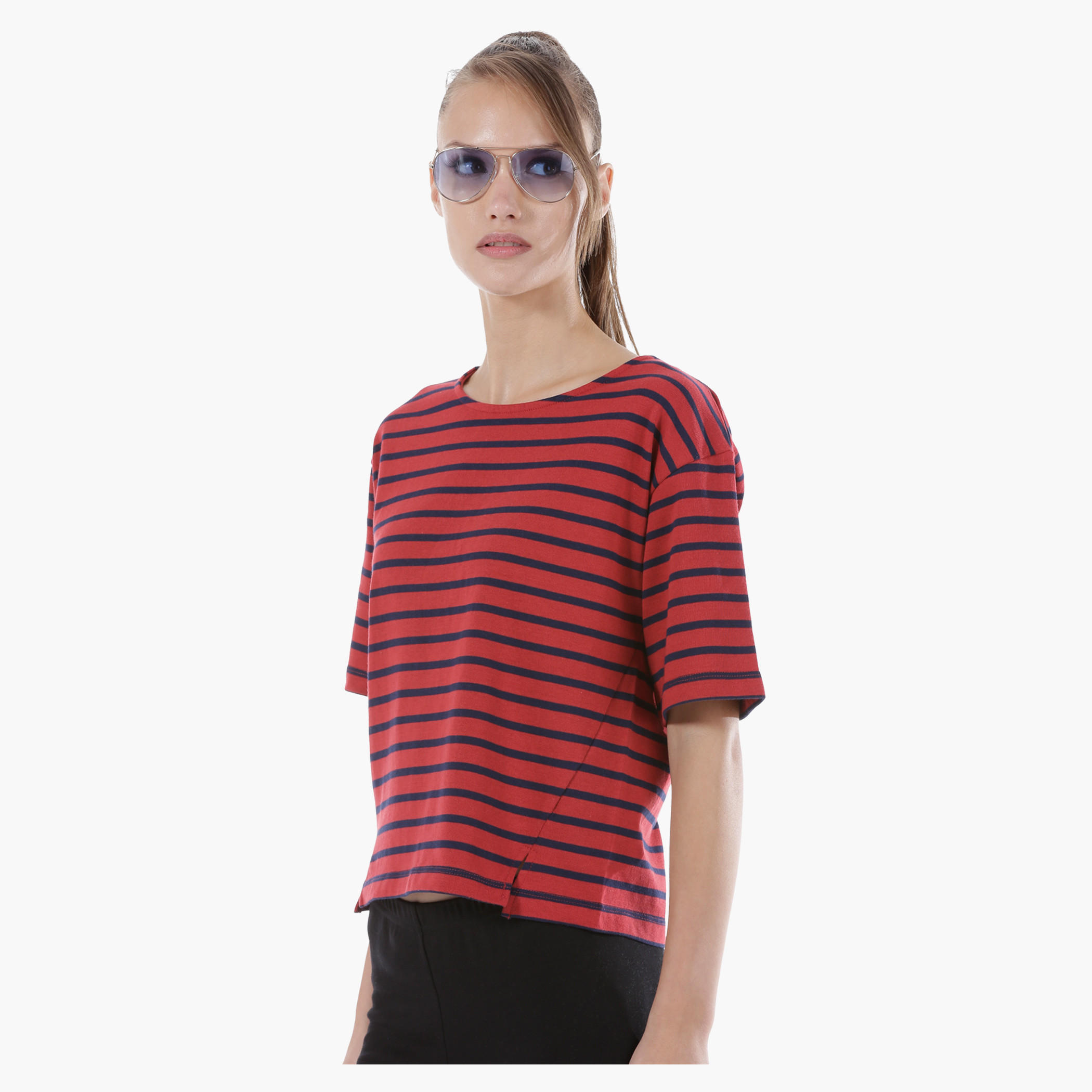 Striped T-Shirt with Short Sleeves-women-clothing-tshirts-image-8