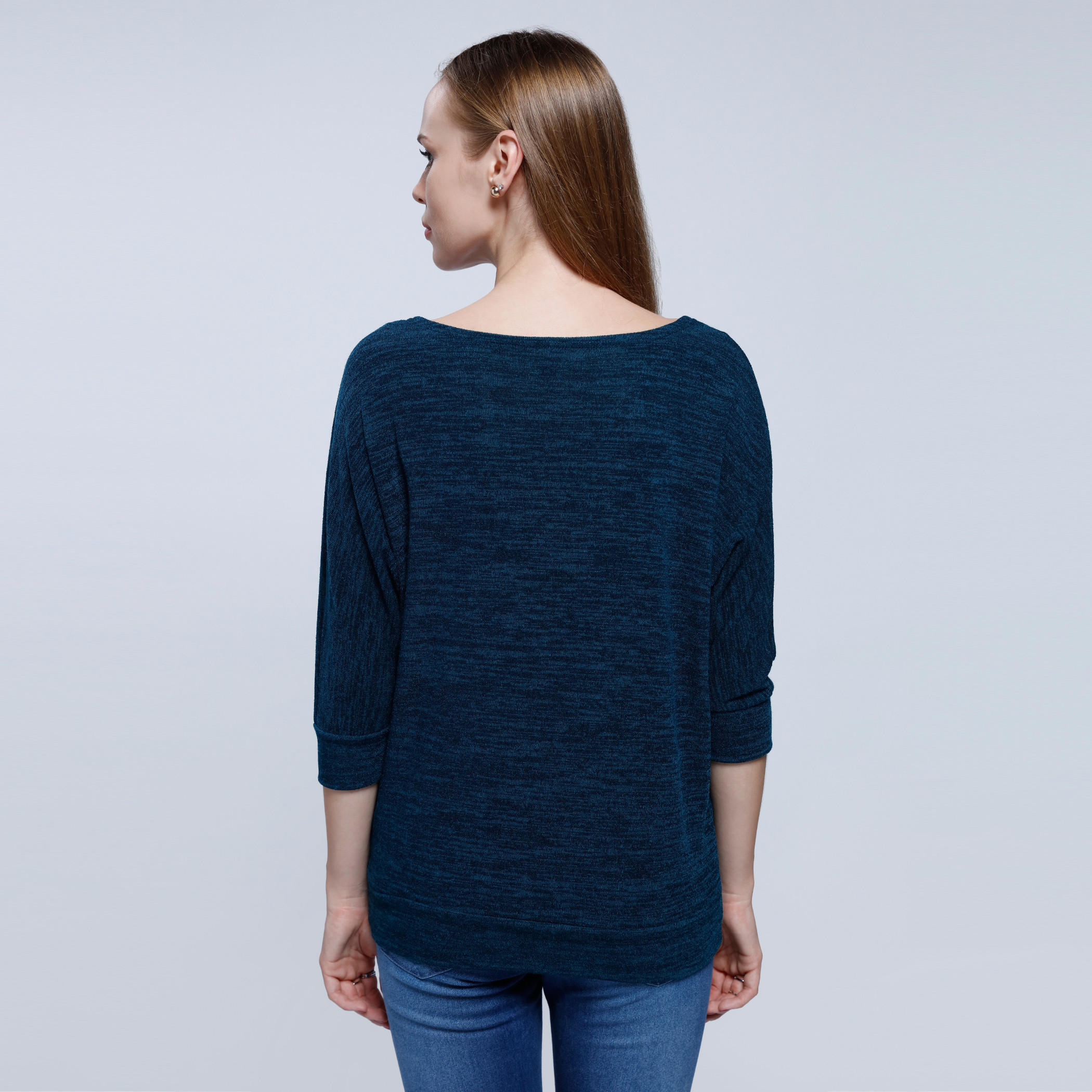 Melange Print Top with Round Neck and 3/4th Sleeves-women-clothing-cardigansandjumpers-jumpers-image-2