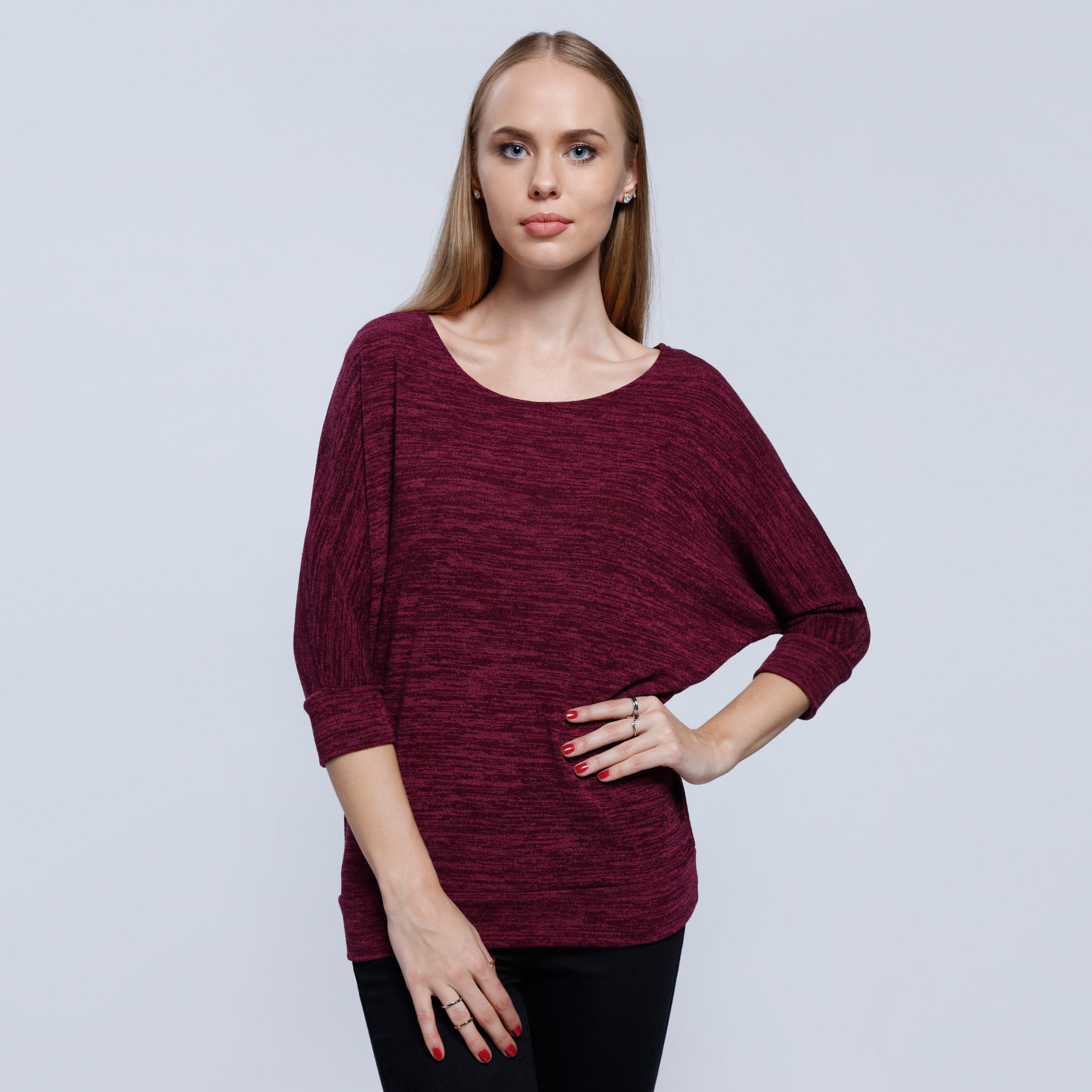 Melange Print Top with Round Neck and 3/4th Sleeves-women-clothing-cardigansandjumpers-jumpers-image-6