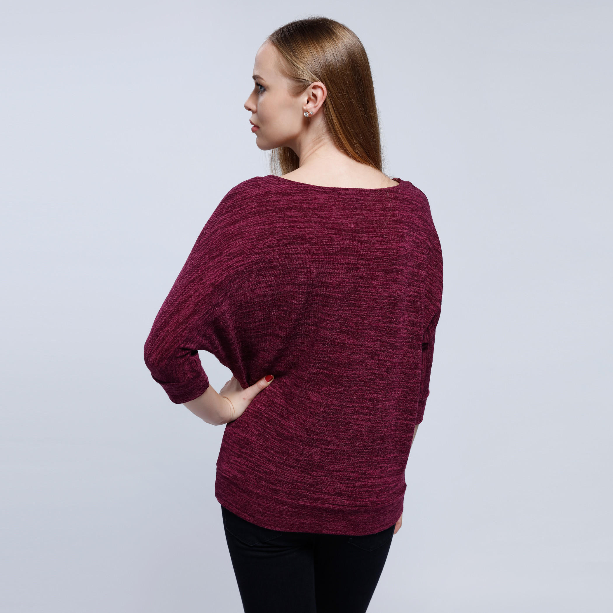 Melange Print Top with Round Neck and 3/4th Sleeves-women-clothing-cardigansandjumpers-jumpers-image-7