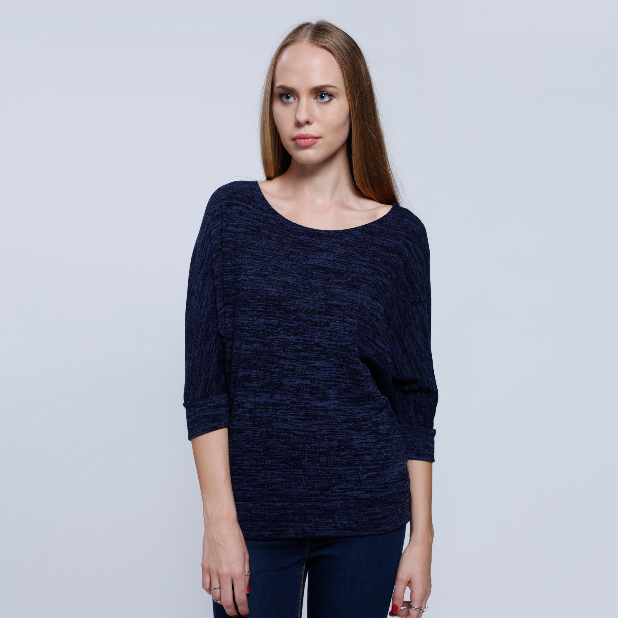 Melange Print Top with Round Neck and 3/4th Sleeves-women-clothing-cardigansandjumpers-jumpers-image-11